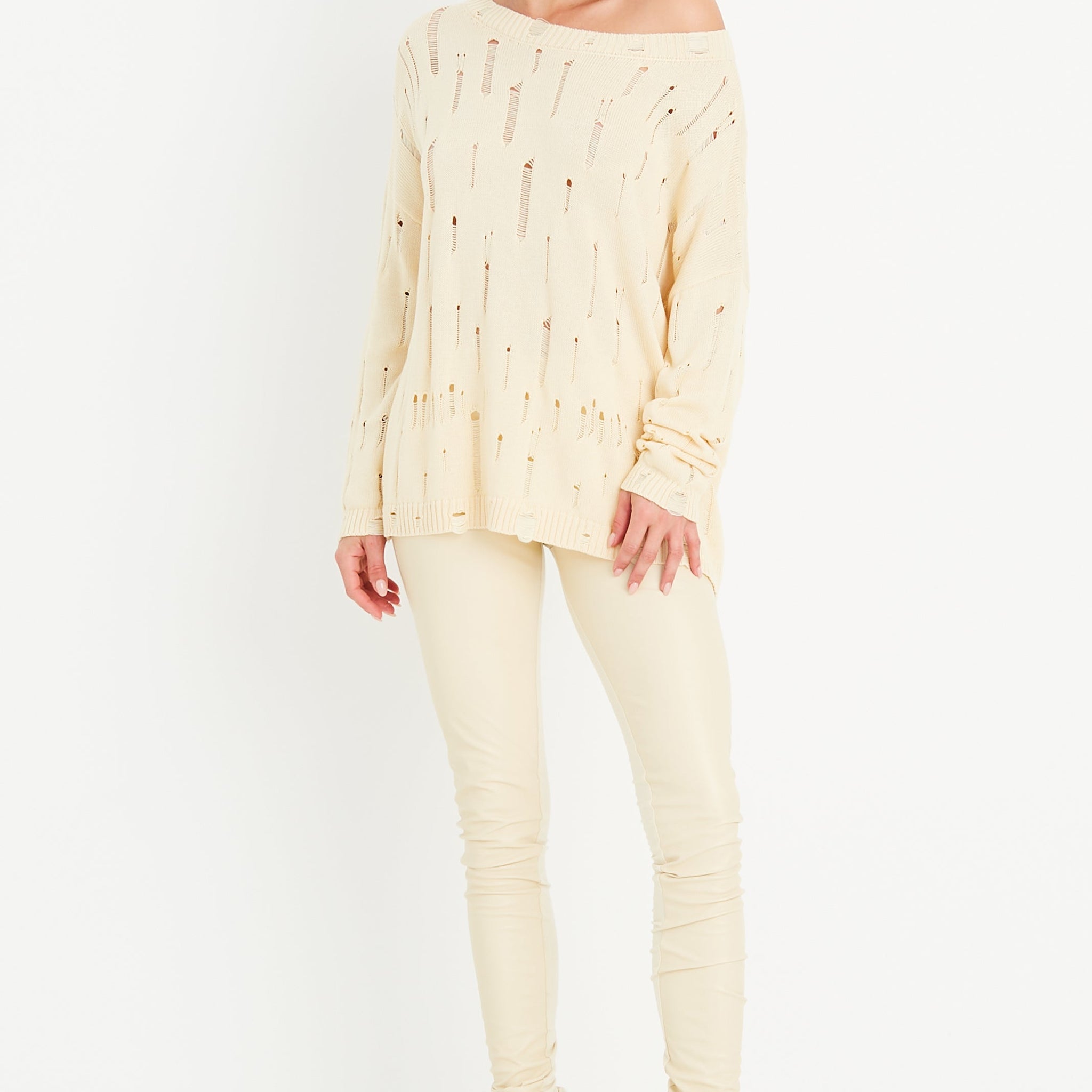 Pima Cotton Undone Boatneck Sweater