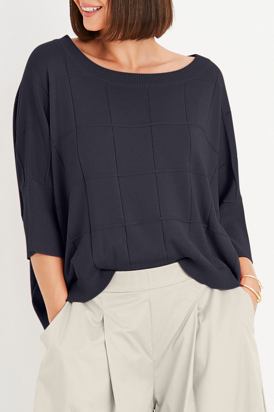 Pima Cotton Boxes Crewneck Sweater