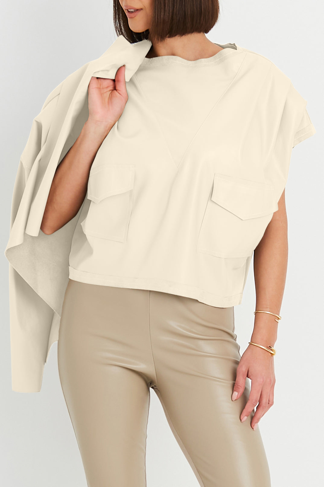 Vegan Leather Eisenhower Pullover Top
