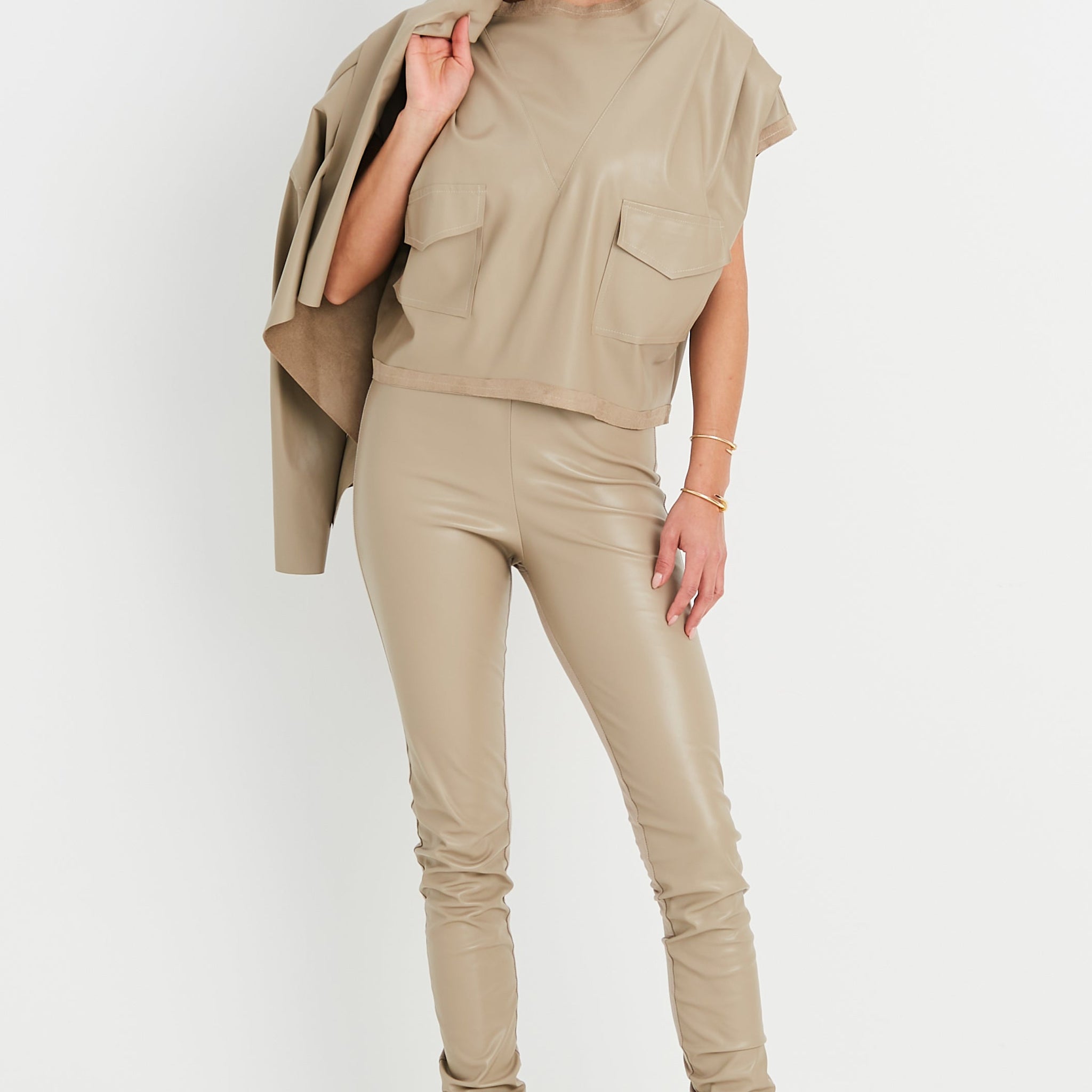 Vegan Leather Eisenhower Pullover Top