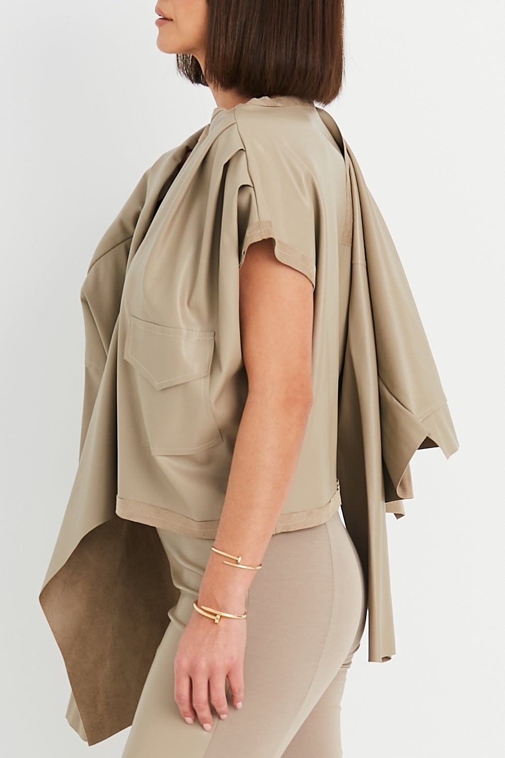 Vegan Leather Eisenhower Pullover Top
