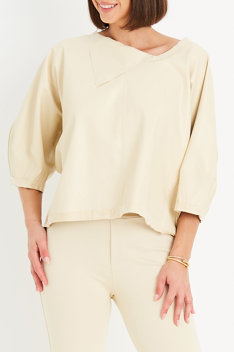 Vegan Leather Sleeve Top