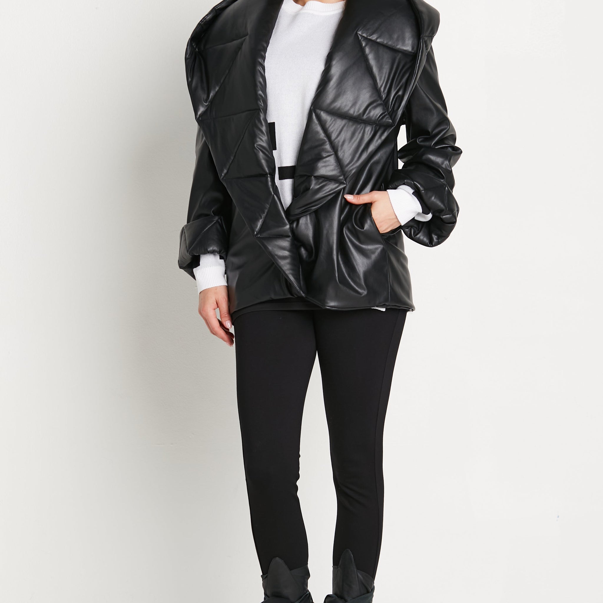 Vegan Leather Puff Jacket