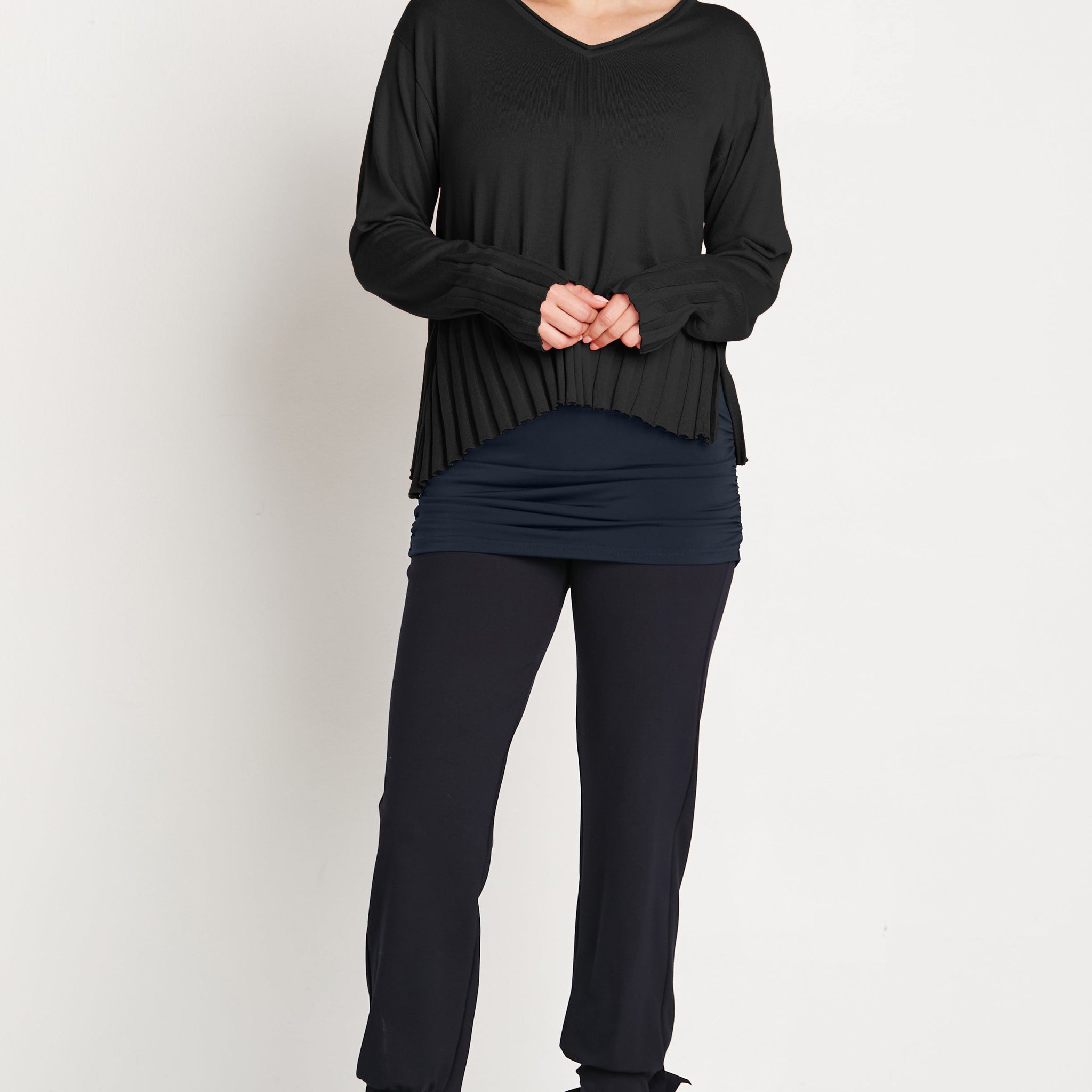 Pima Cotton Cropped V Neck Sweater