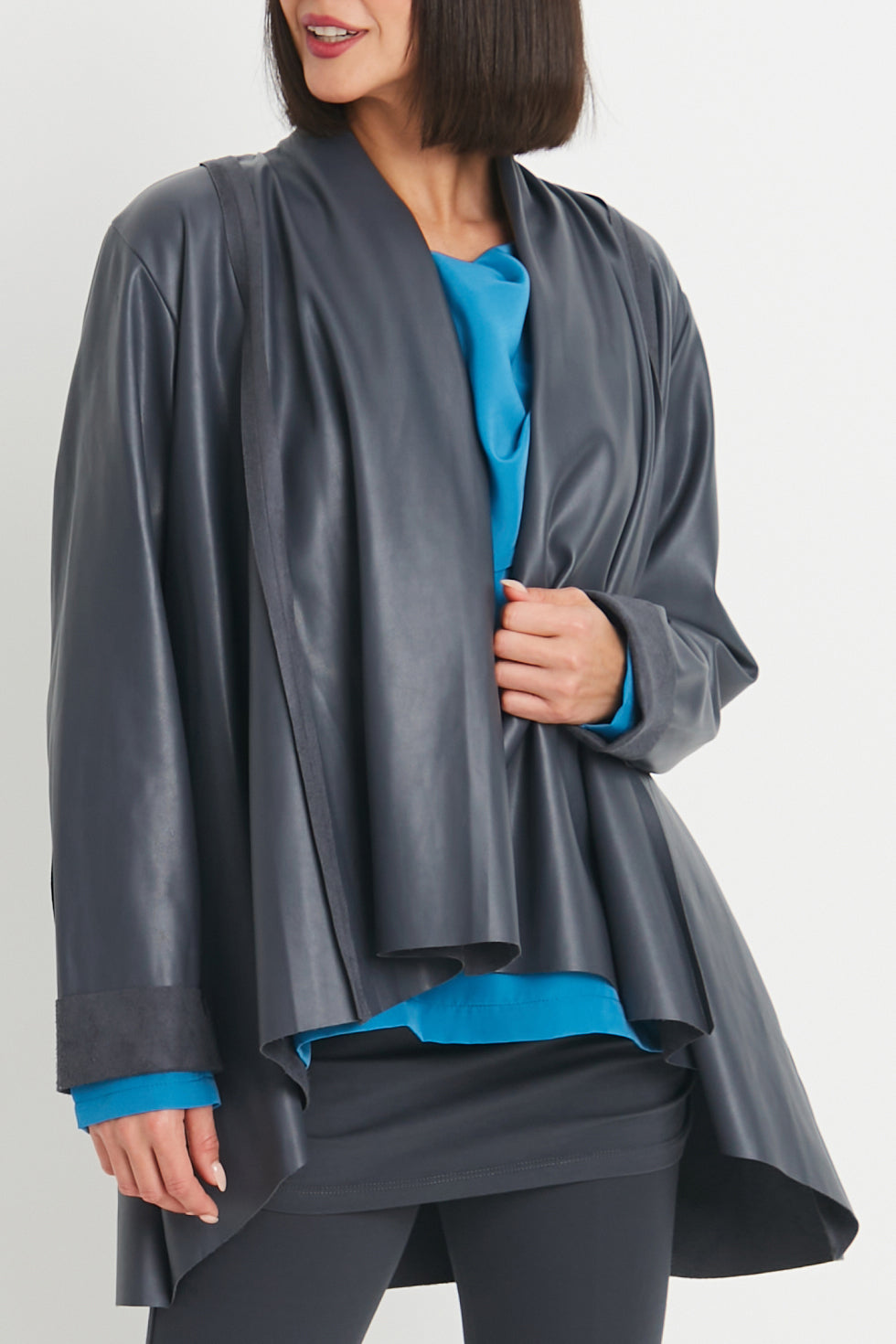 Vegan Leather Kimono Jacket