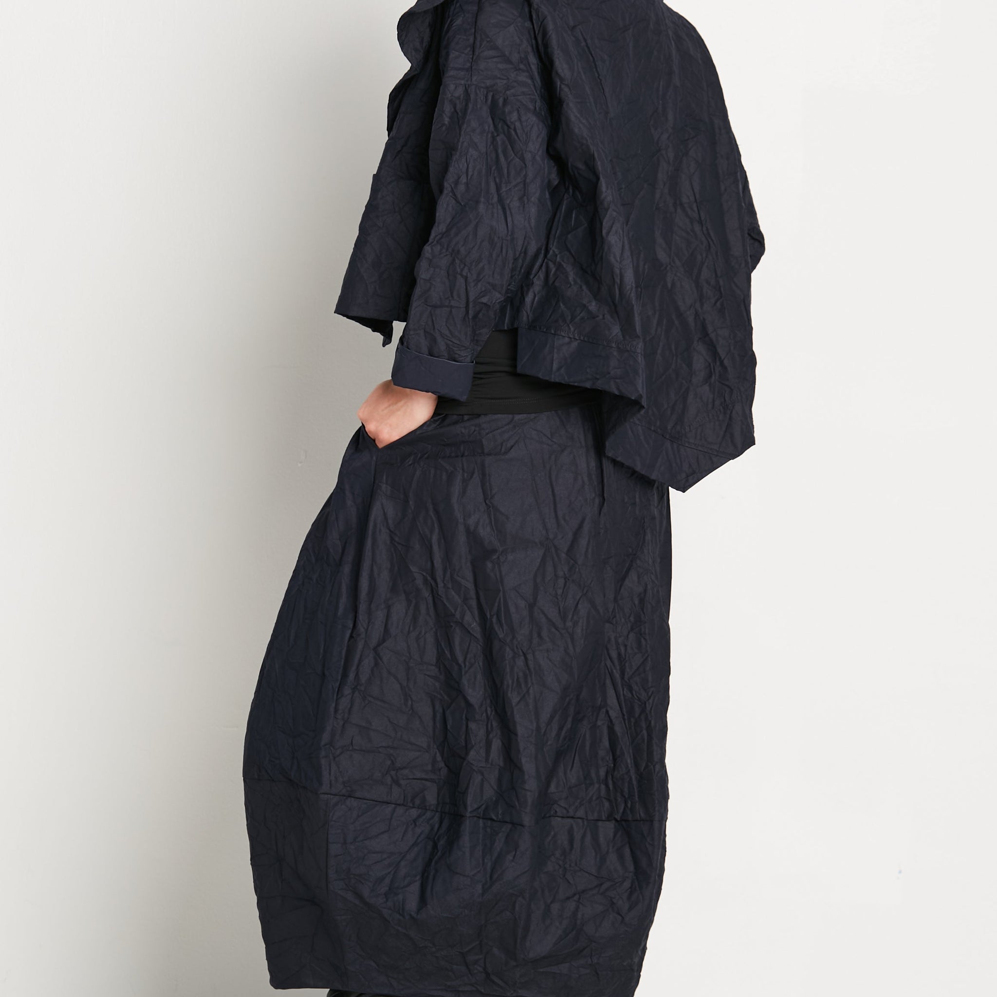 Crushed Nylon Puff Skirt
