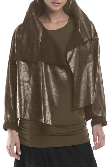 Vegan Leather Distressed Asymmetrical Jacket