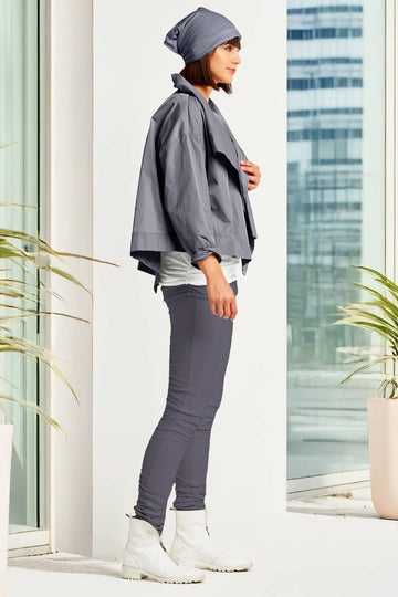 Nylon Cropped Asymmetrical Jacket