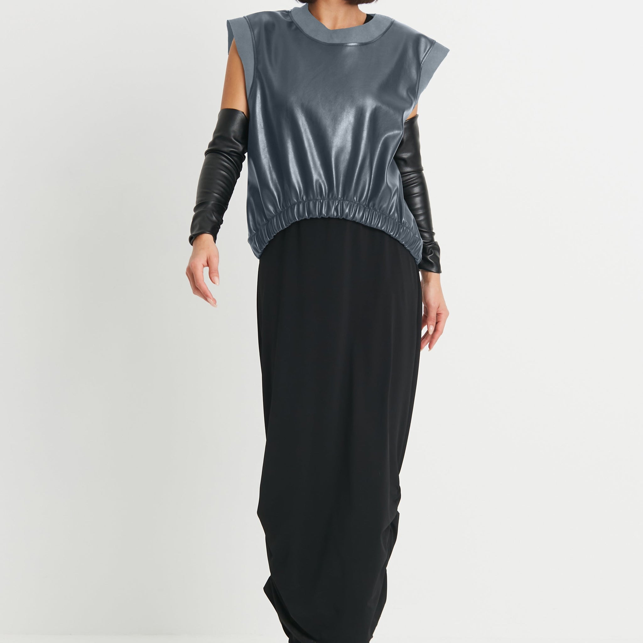Vegan Leather Pop Over Vest