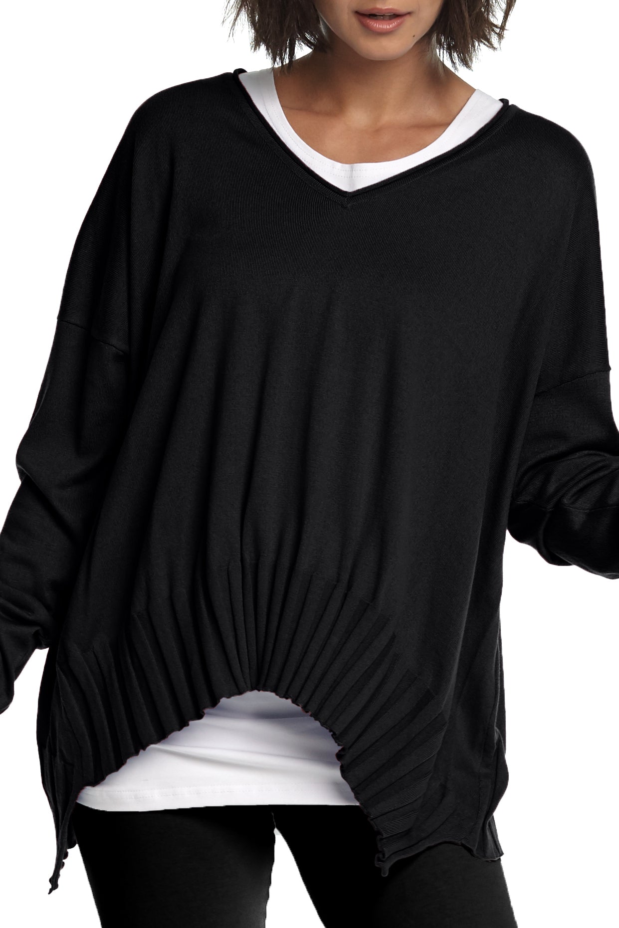 Pima Cotton Ribbed V Neck Sweater