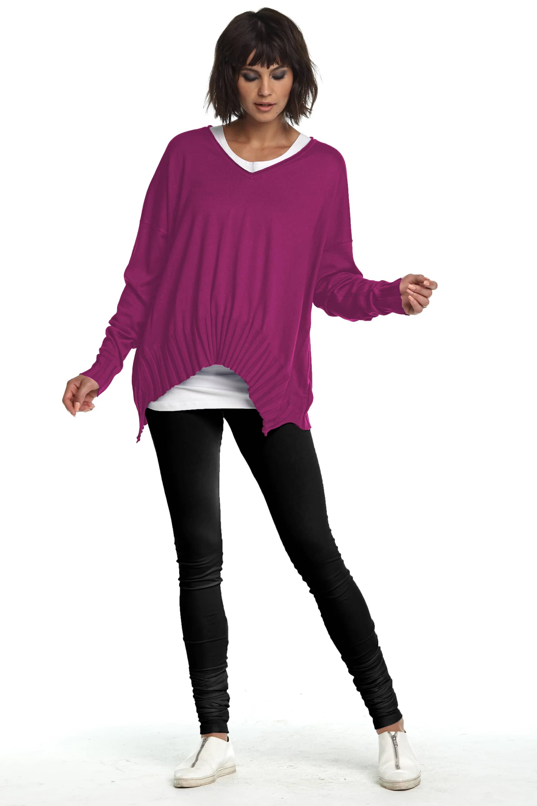 Pima Cotton Ribbed V Neck Sweater