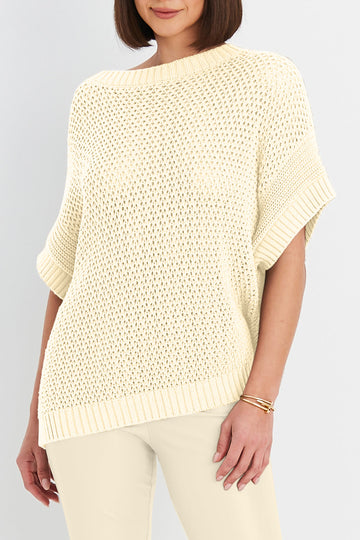 Pima Cotton Crochet Pullover Sweater