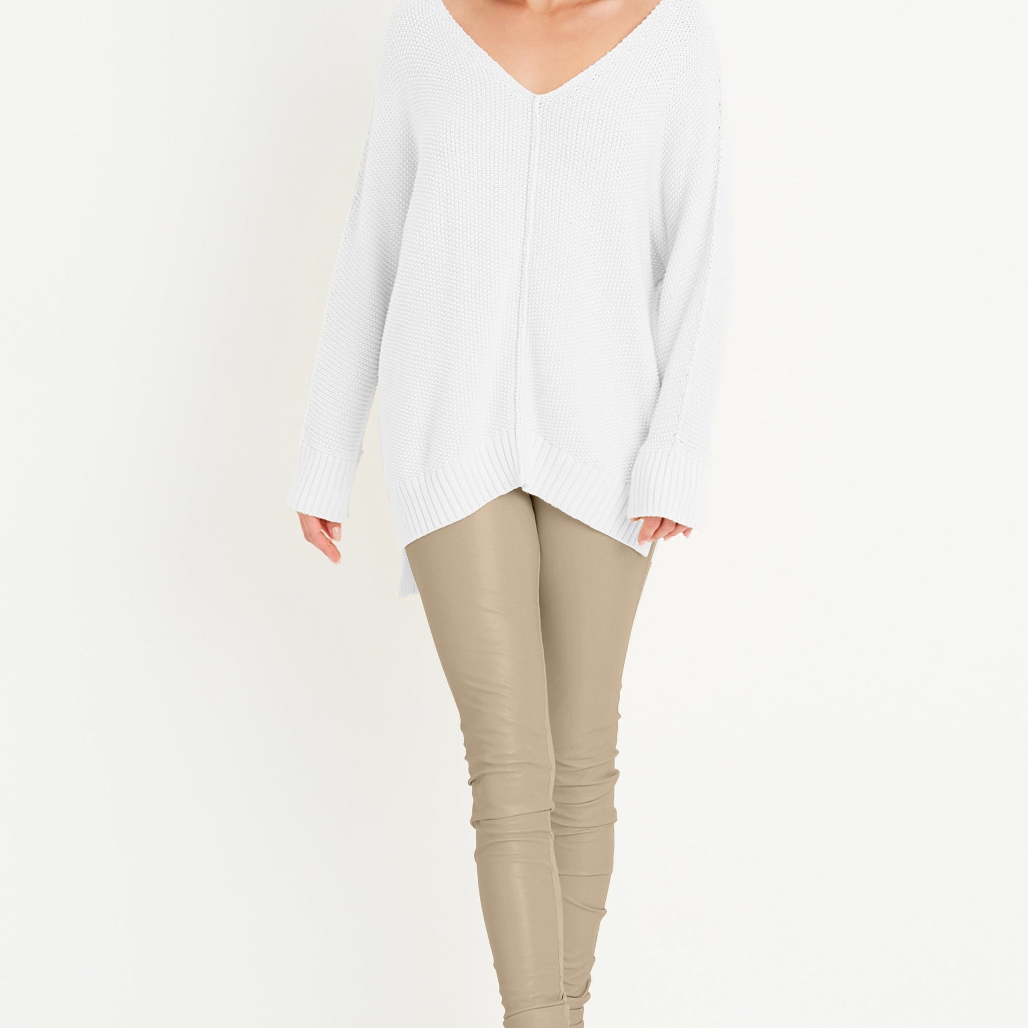 Pima Cotton Pebble V Neck Sweater