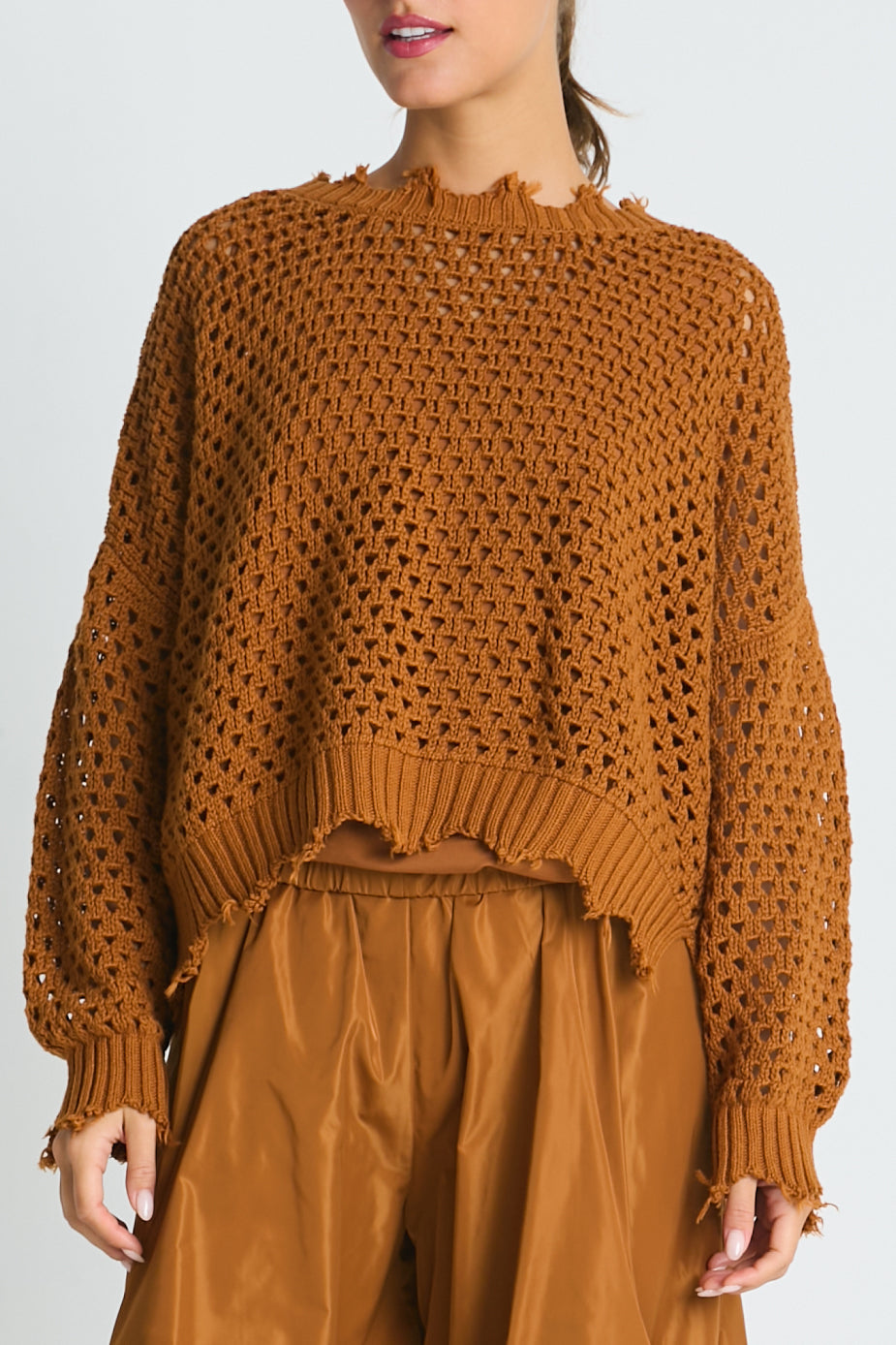 Pima Cotton Hamptons Crewneck Crochet Sweater