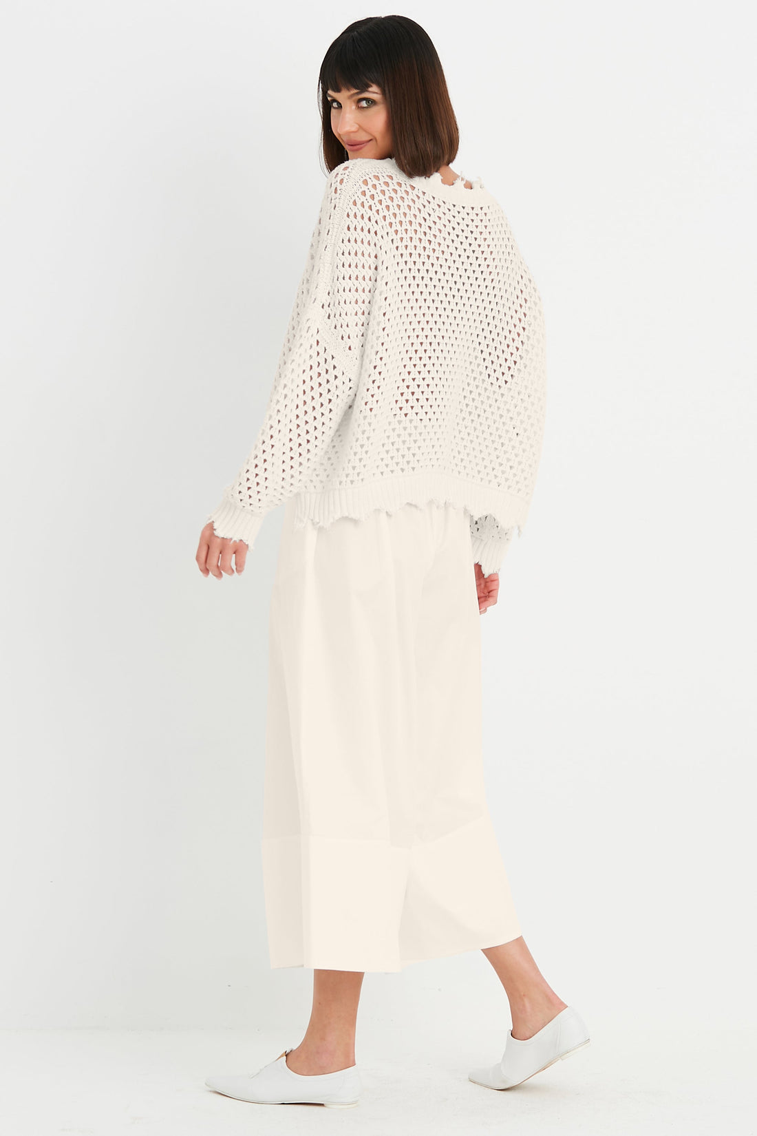 Pima Cotton Hamptons Crewneck Crochet Sweater