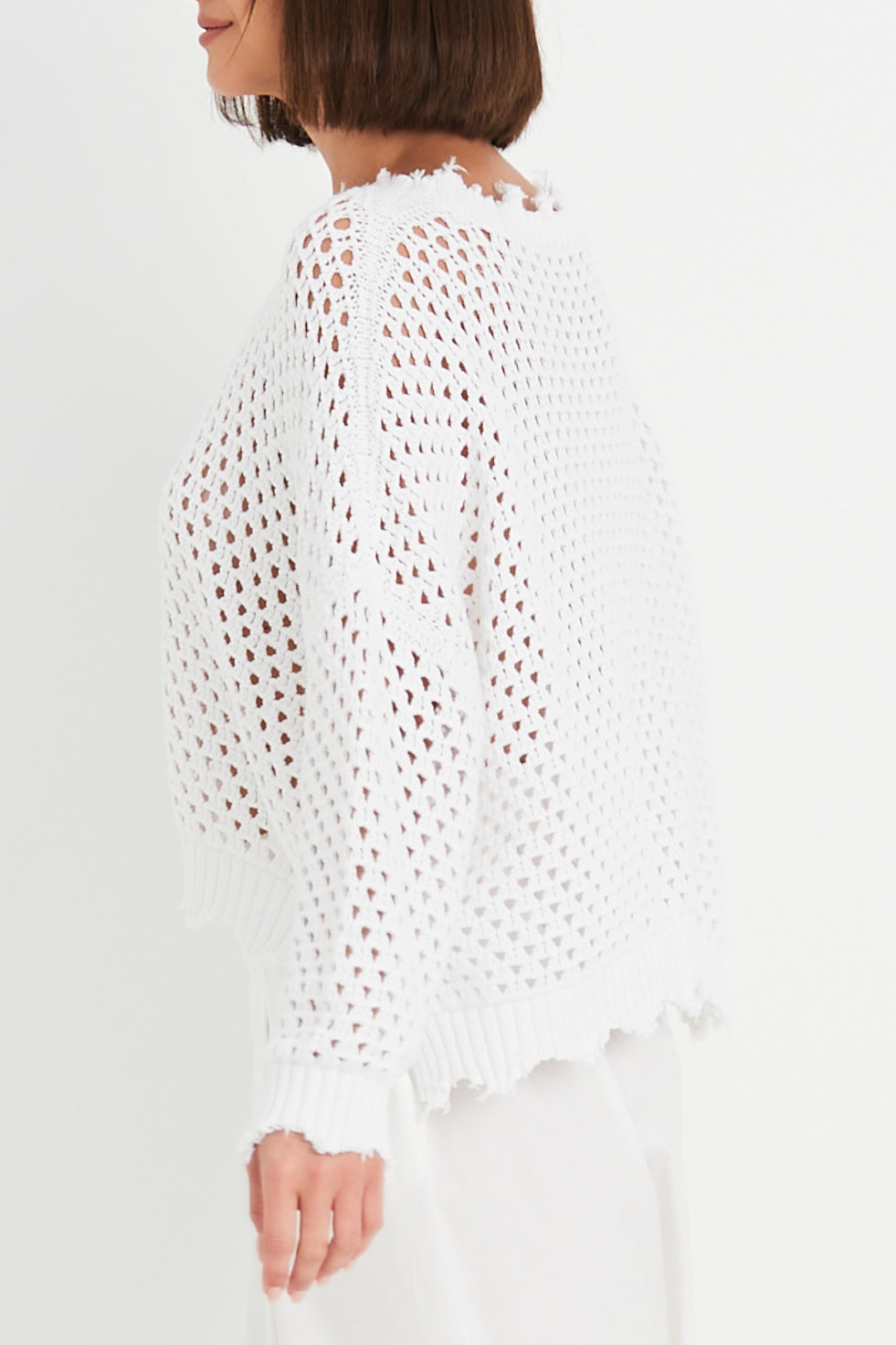 Pima Cotton Hamptons Crewneck Crochet Sweater