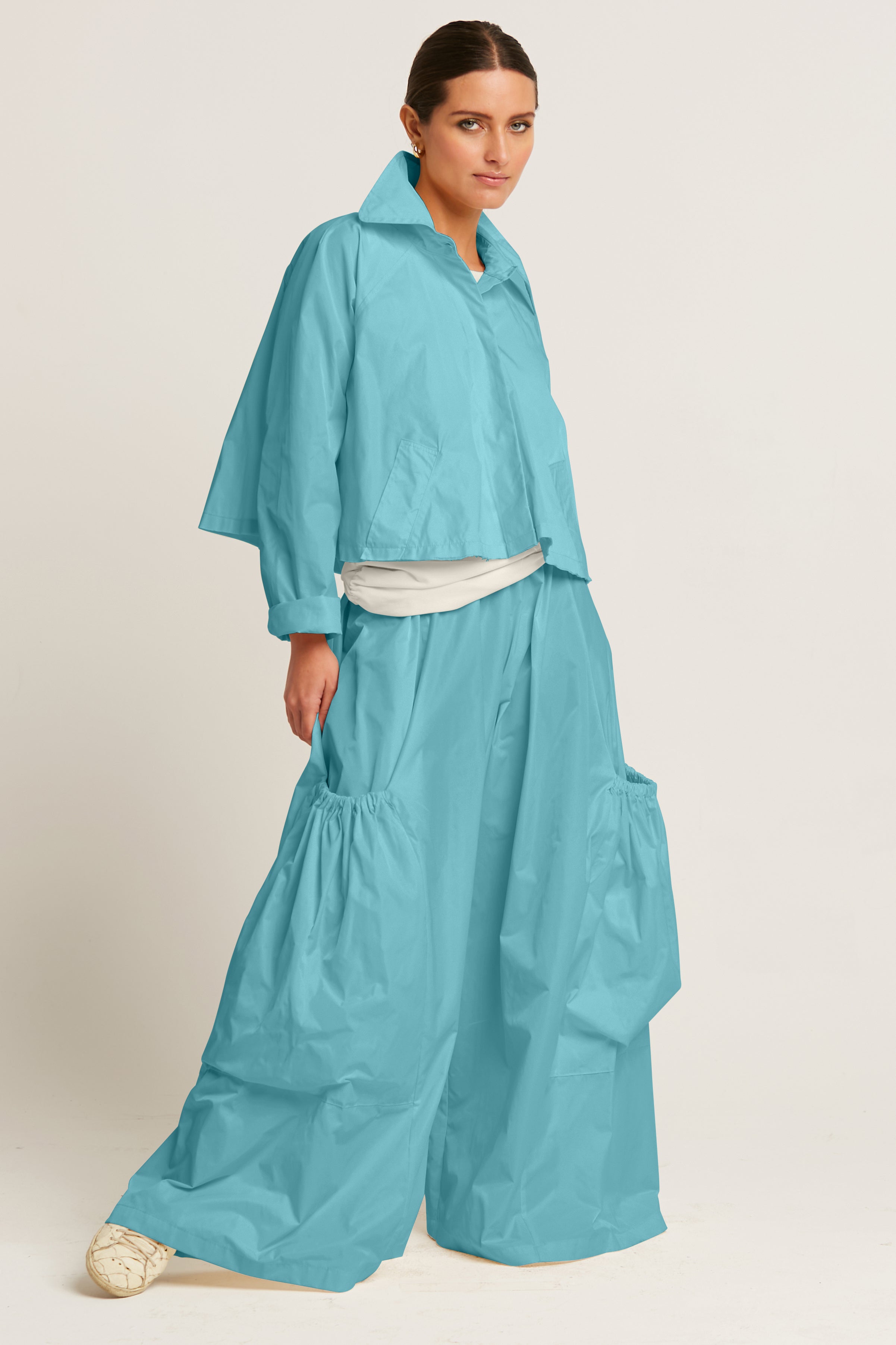 Nylon Cropped Swing Jacket