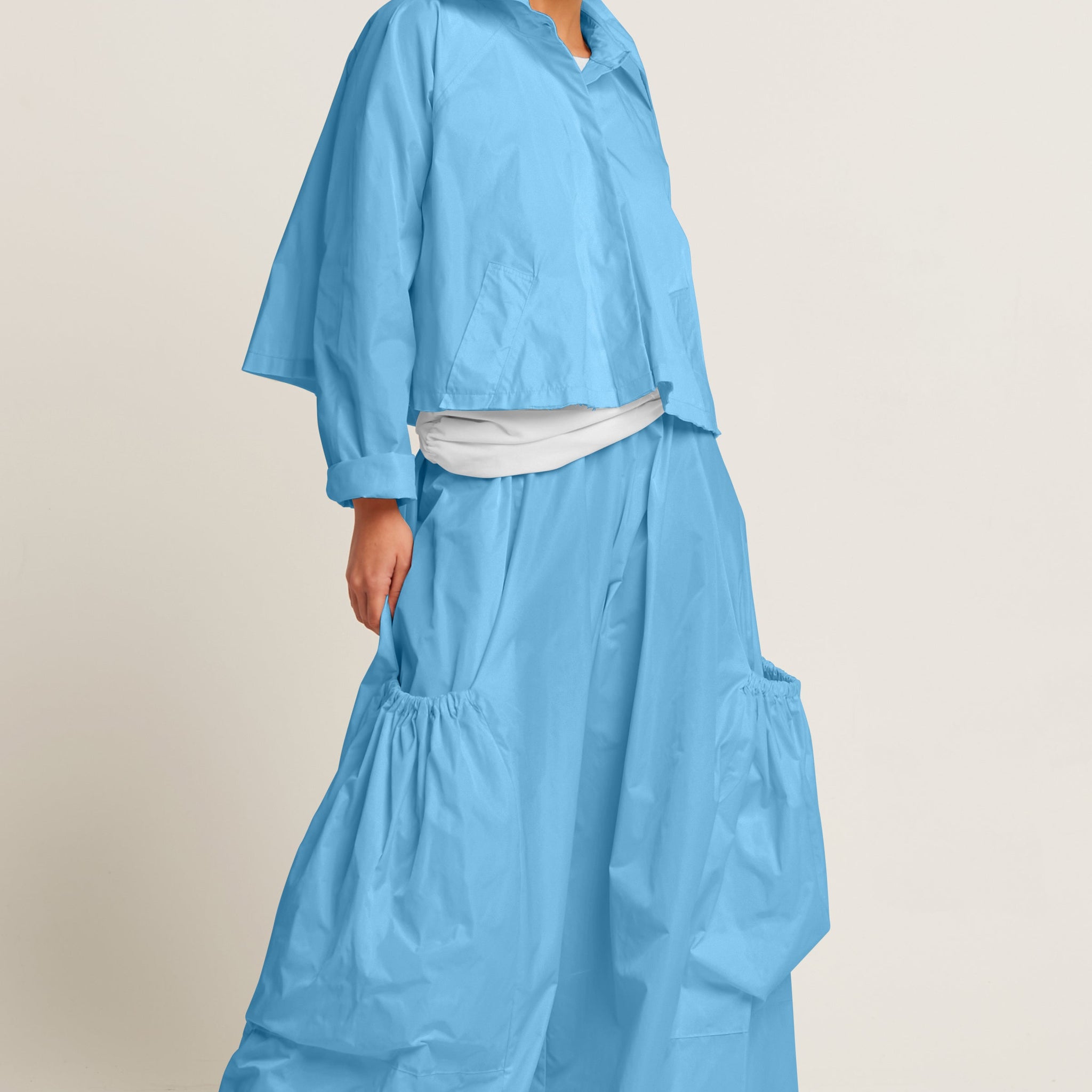 Nylon Cropped Swing Jacket