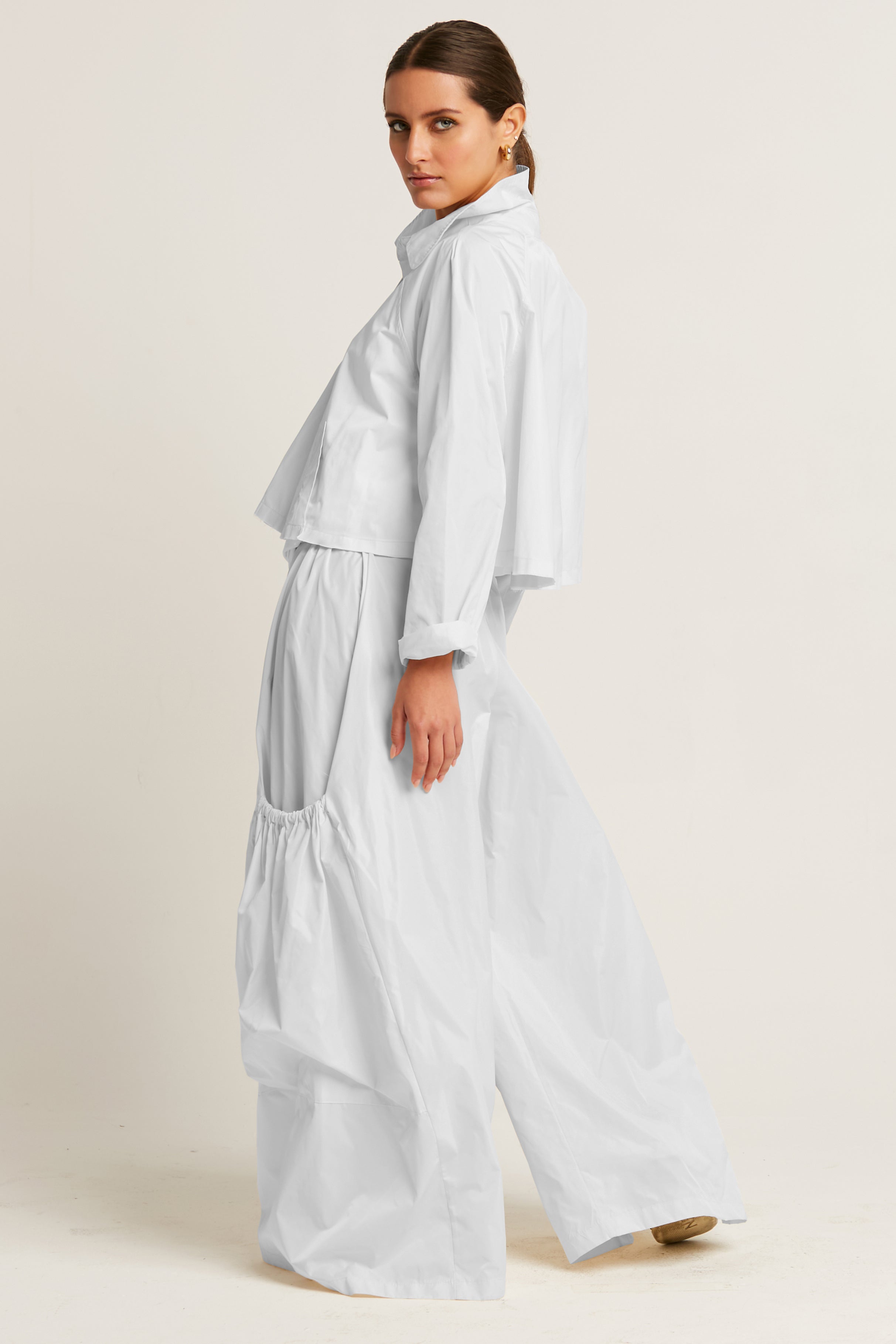 Nylon Cropped Swing Jacket