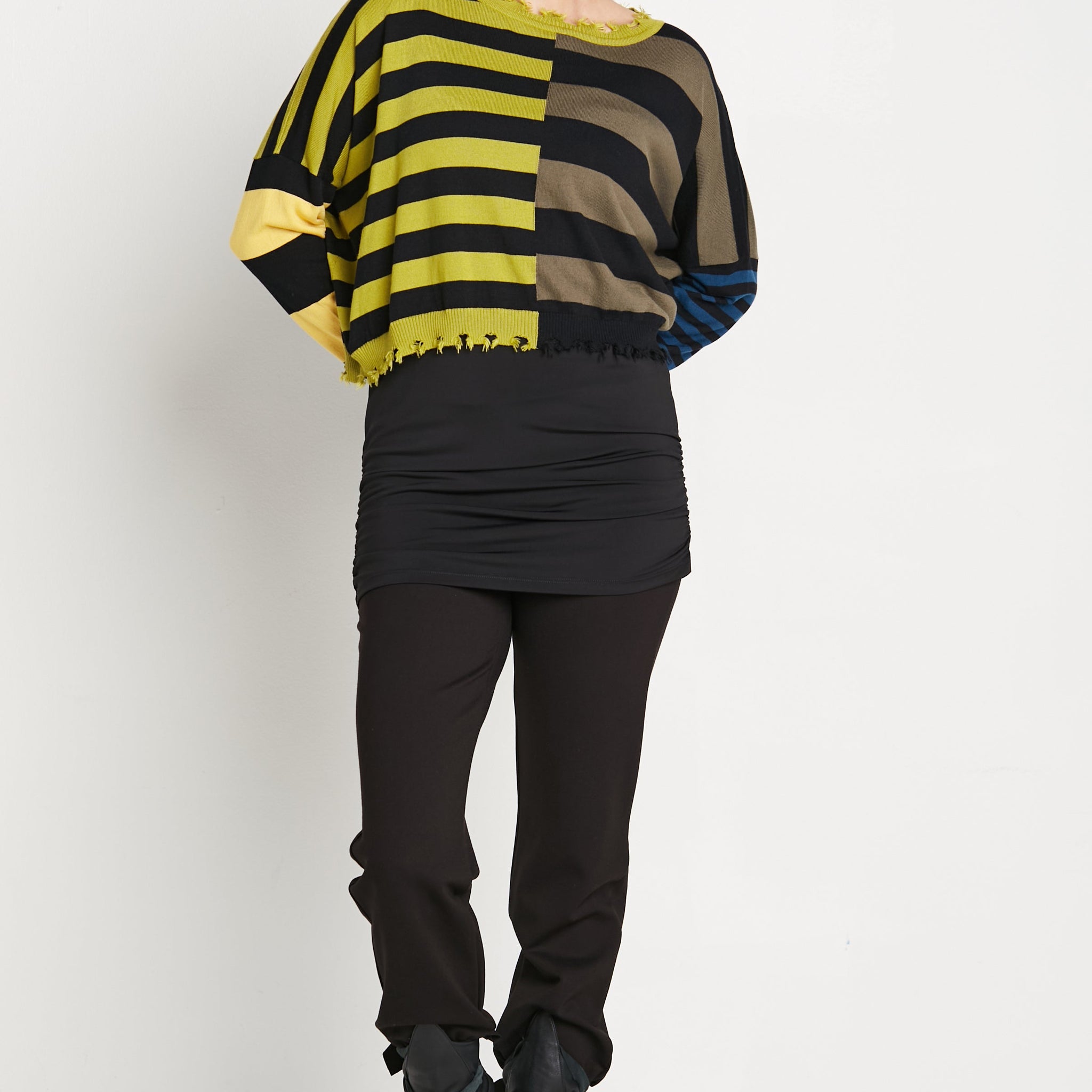 Pima Cotton Mini Mixed Up Tattered Crewneck Sweater
