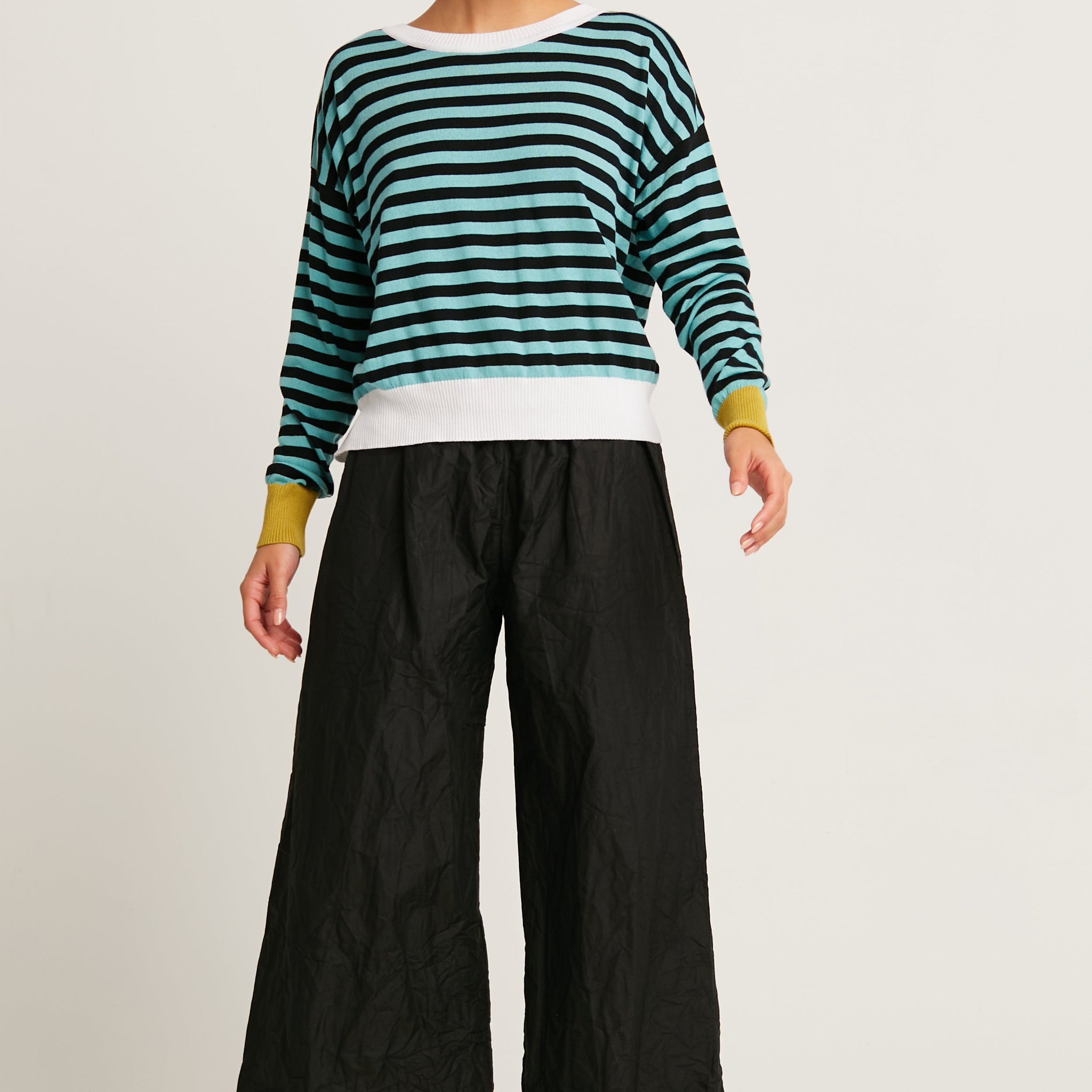 Pima Cotton Stripes Crewneck Sweater