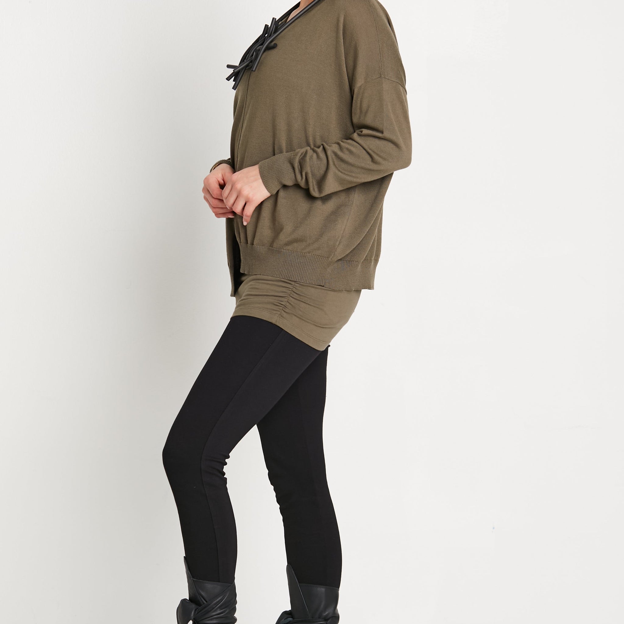 Pima Cotton Cutout Crewneck Sweater