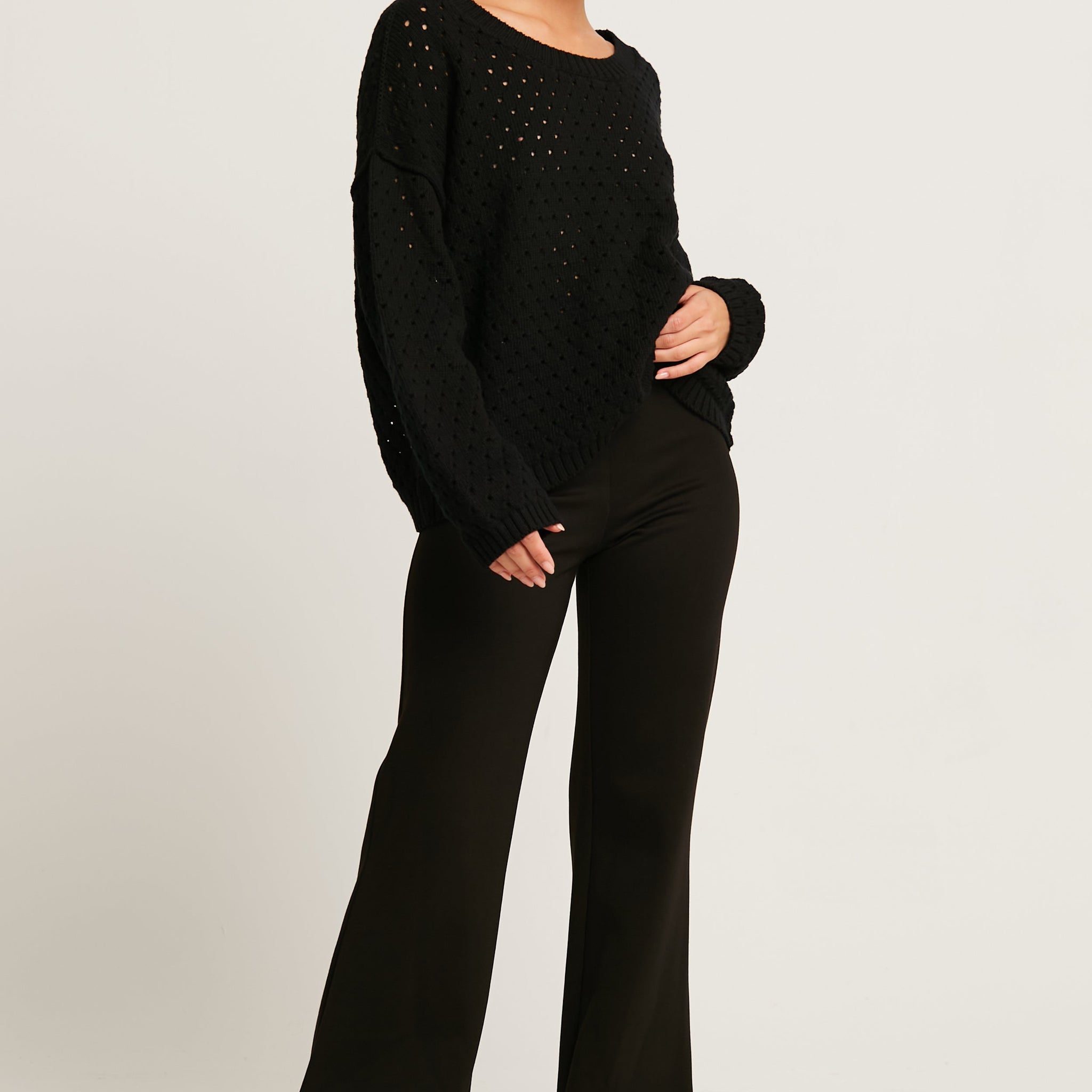 Pima Cotton Shot Up Crew Neck Sweater
