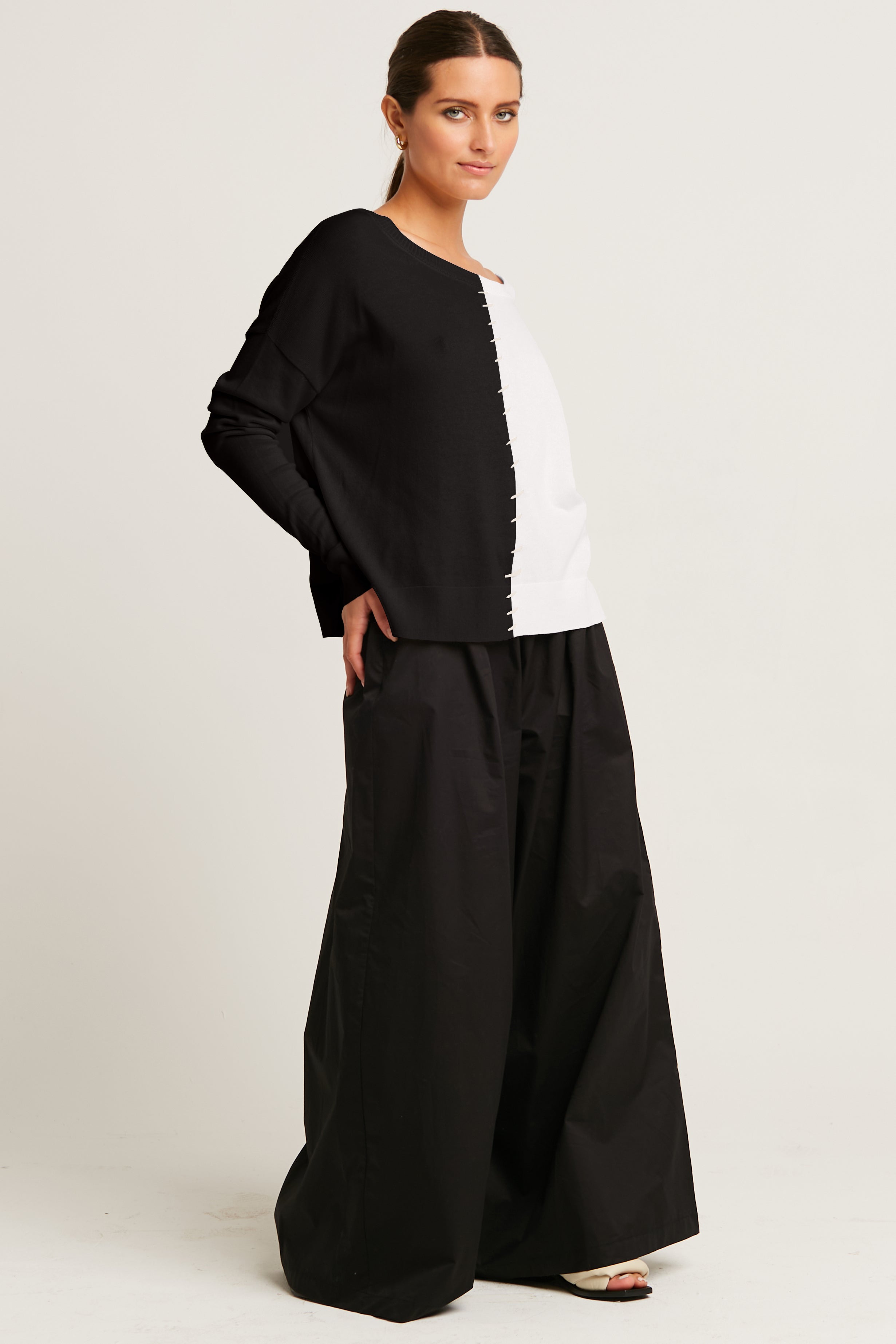 Pima Cotton 1/2 Whipped Crewneck Sweater