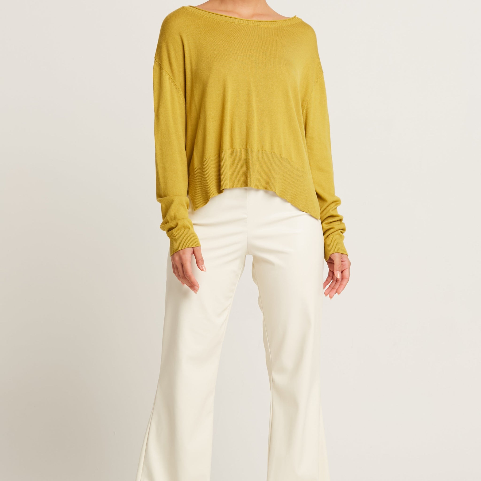 Pima Cotton Ribbed Minimal Crewneck Sweater
