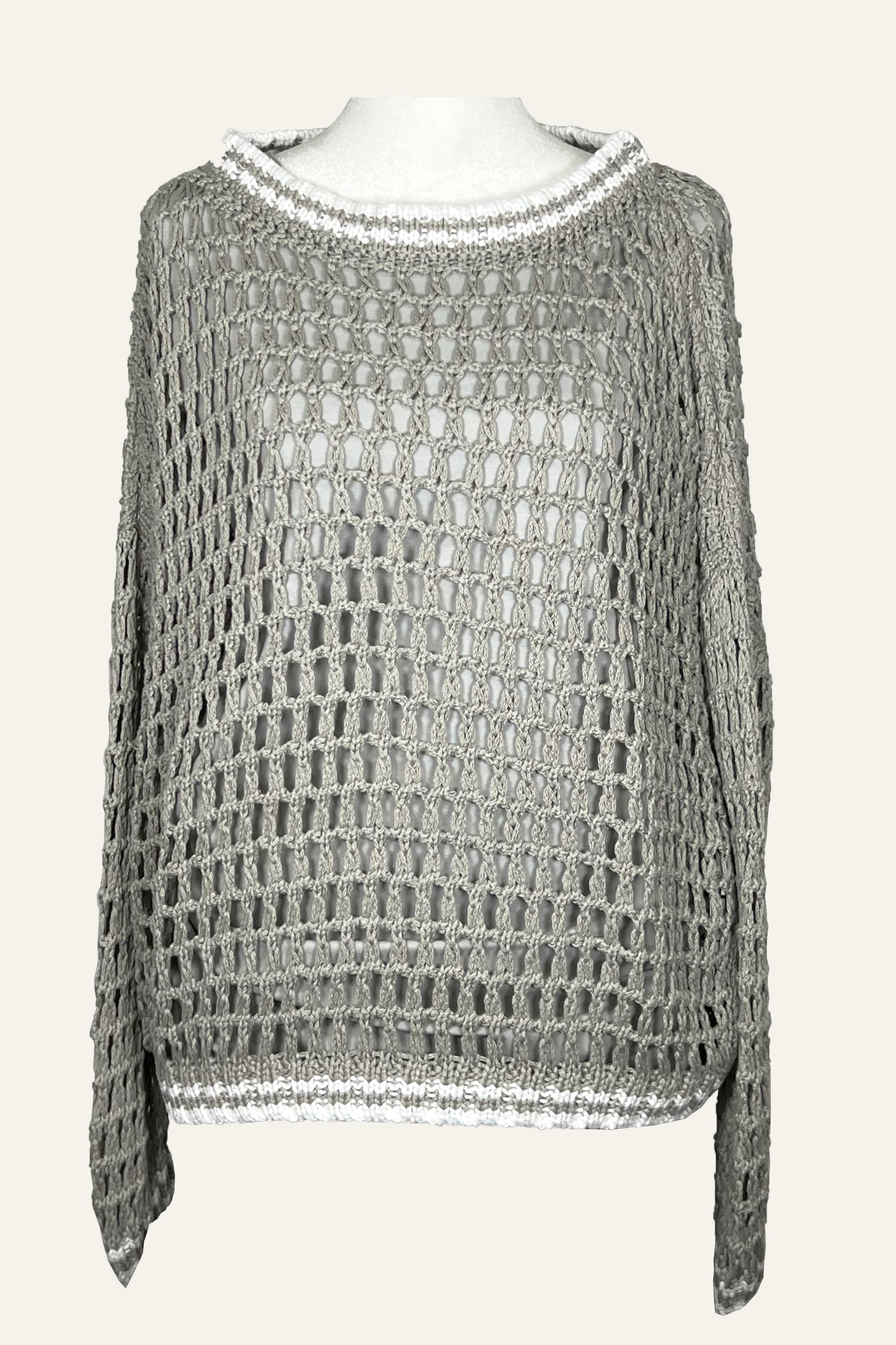 Pima Cotton Fisherman Boatneck Fishnet Sweater