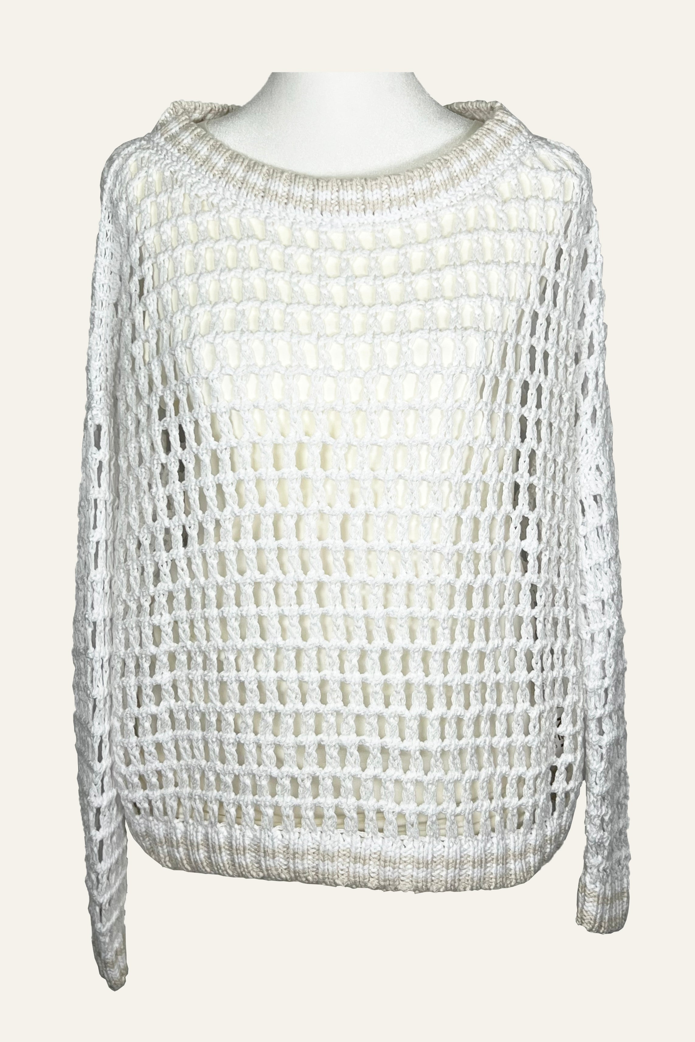 Pima Cotton Fisherman Boatneck Fishnet Sweater