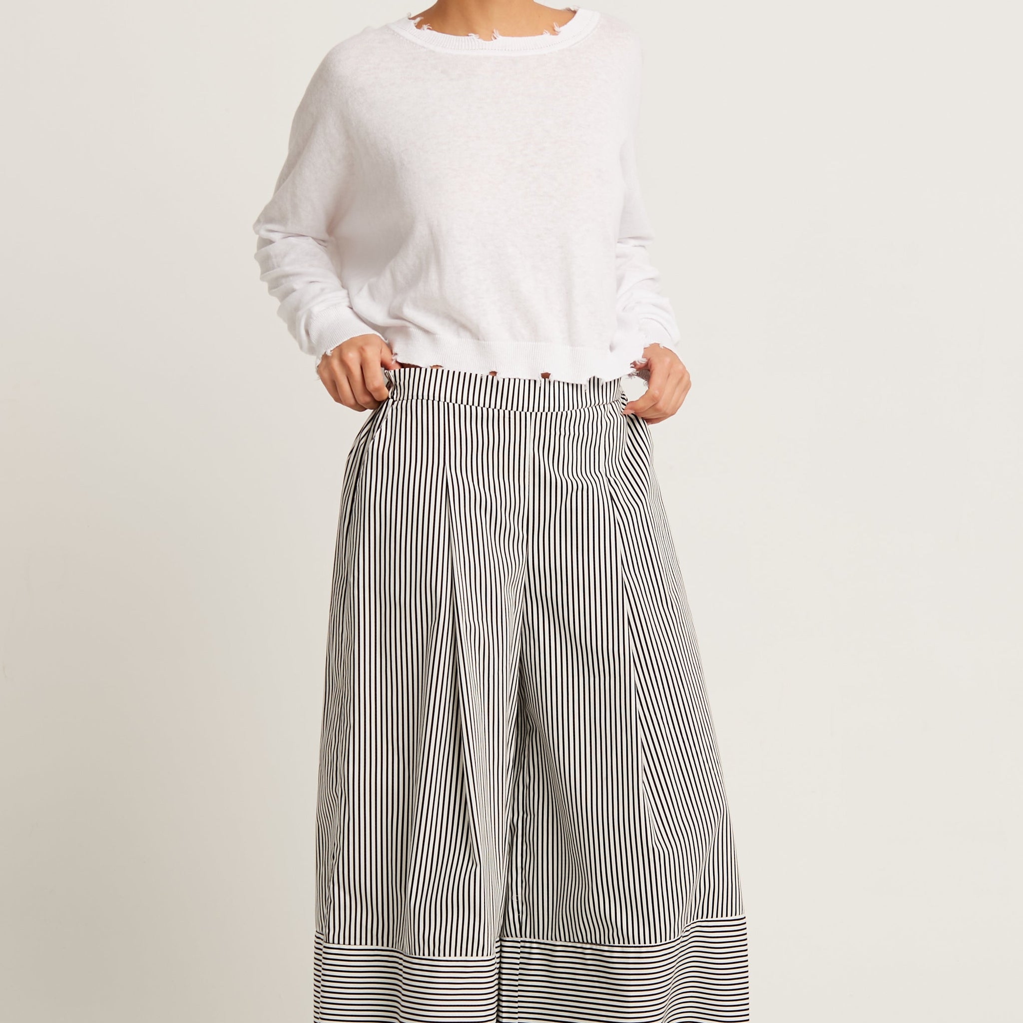 Pima Linen Shadow Cropped Crewneck Sweater
