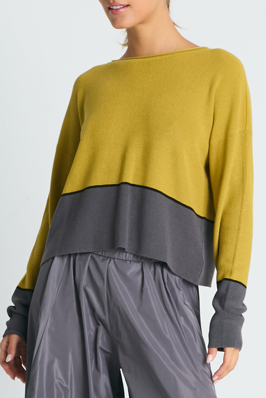 Pima Cotton Mod Color Block Sweater