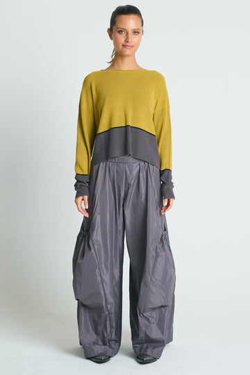 Pima Cotton Mod Color Block Sweater