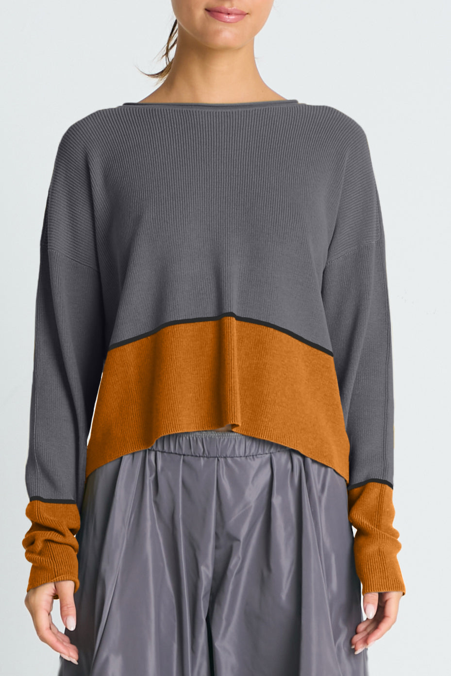 Pima Cotton Mod Color Block Sweater