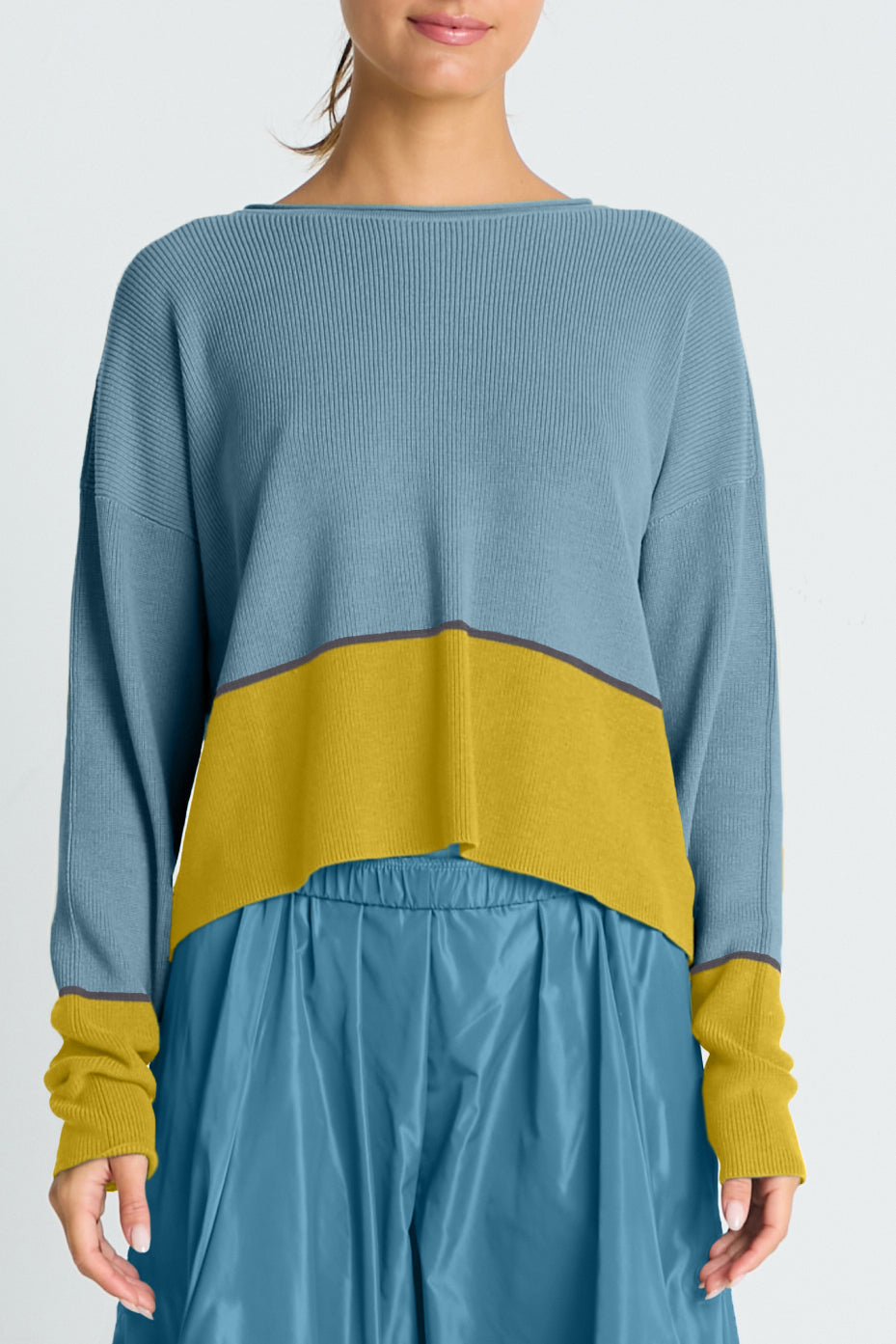 Pima Cotton Mod Color Block Sweater