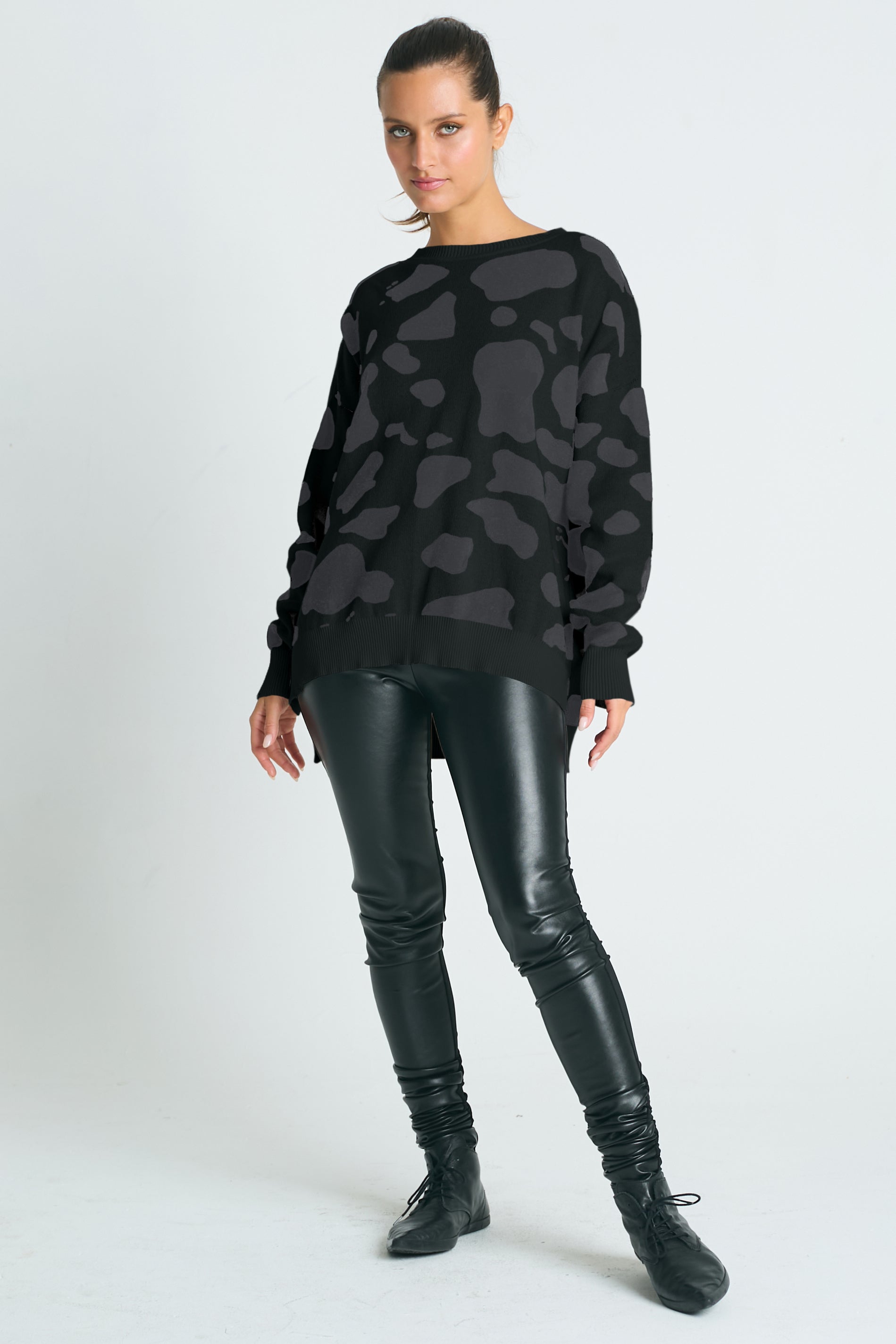 Pima Cotton Animal Print Crewneck Sweater