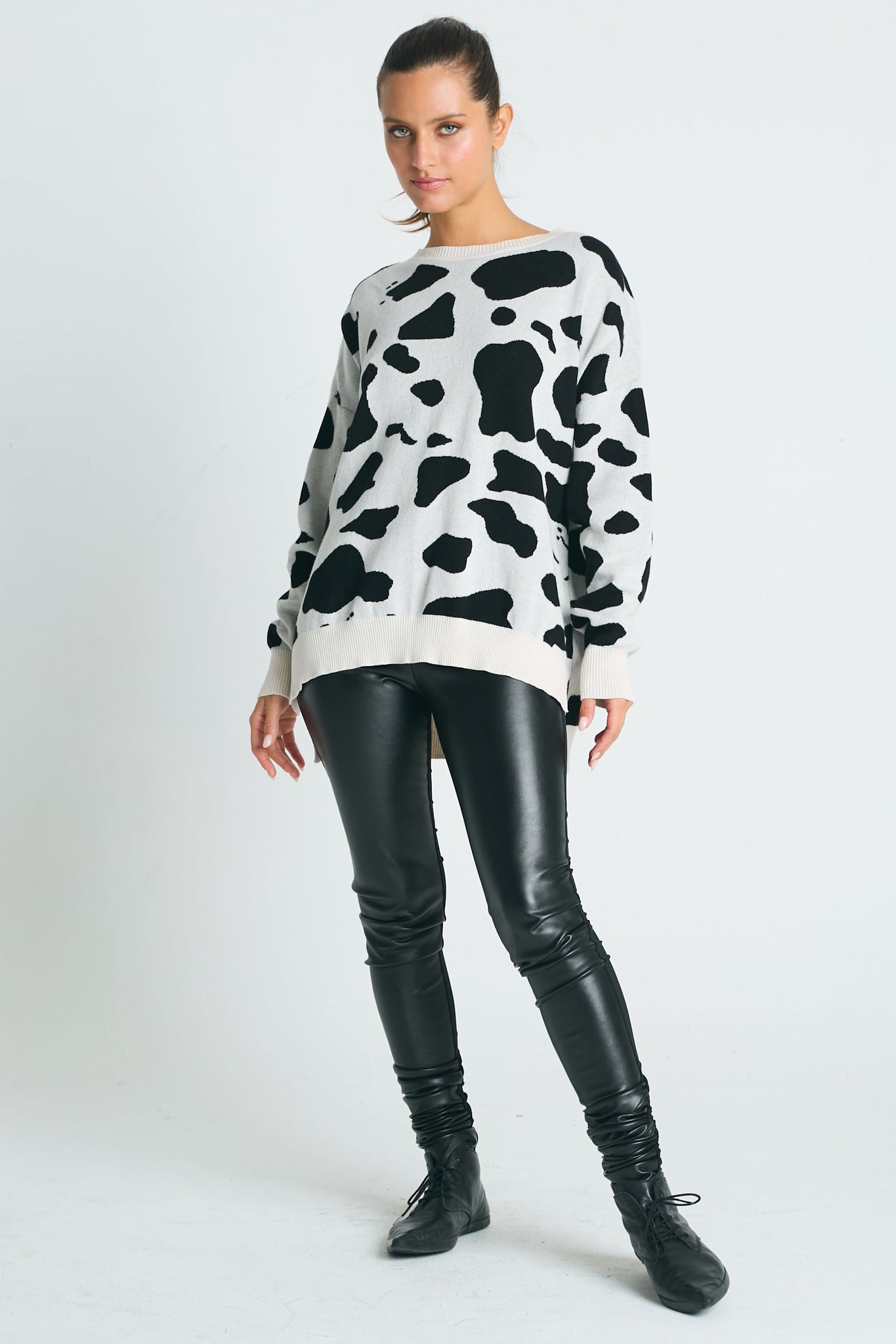 Pima Cotton Animal Print Crewneck Sweater