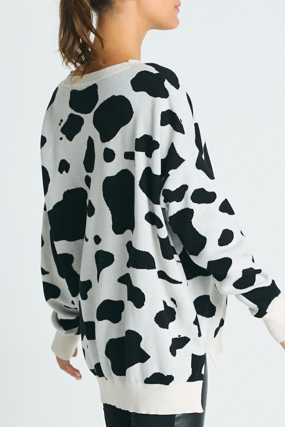 Pima Cotton Animal Print Crewneck Sweater