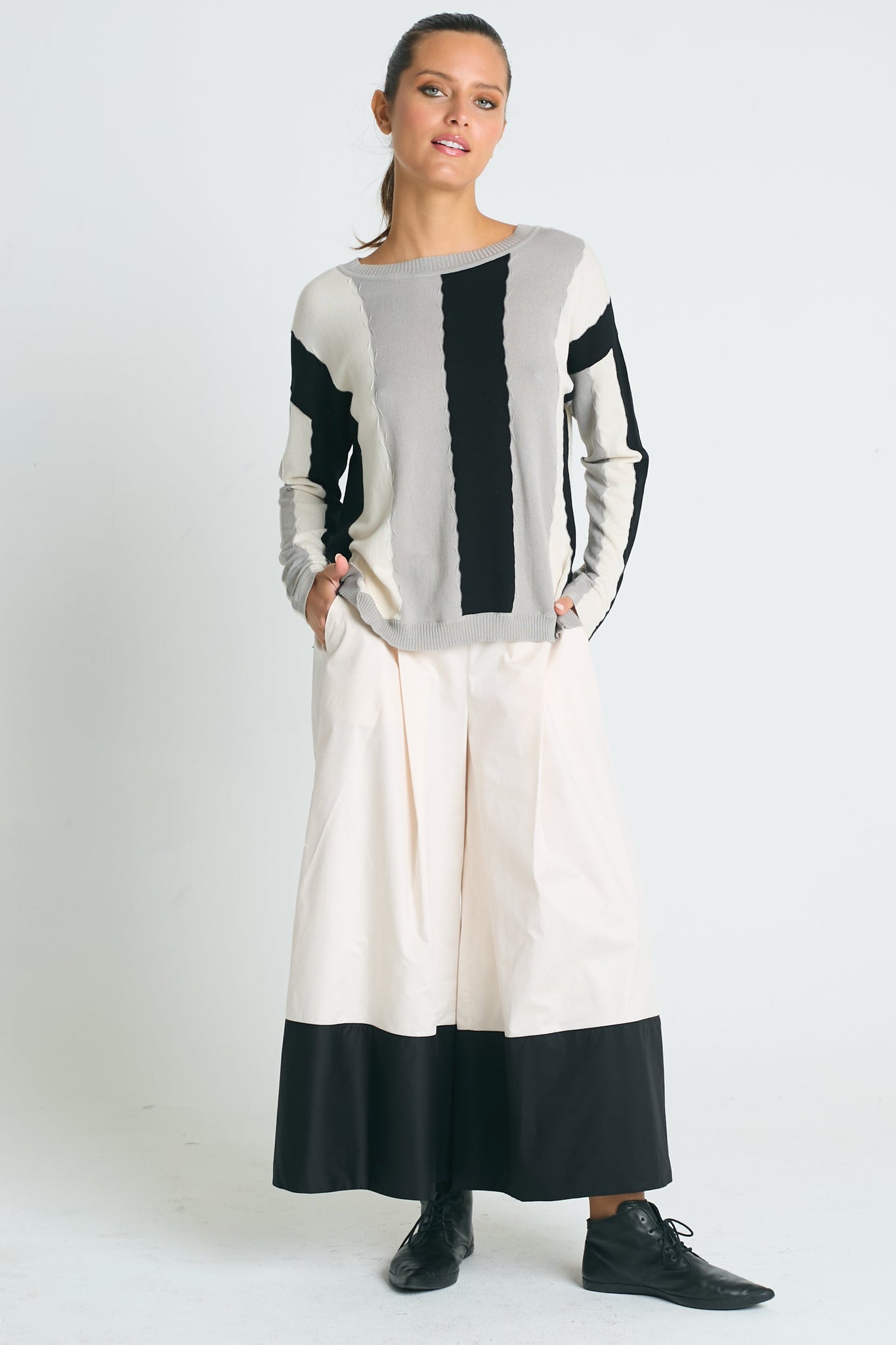 Pima Cotton Ric-Rac Crewneck Sweater