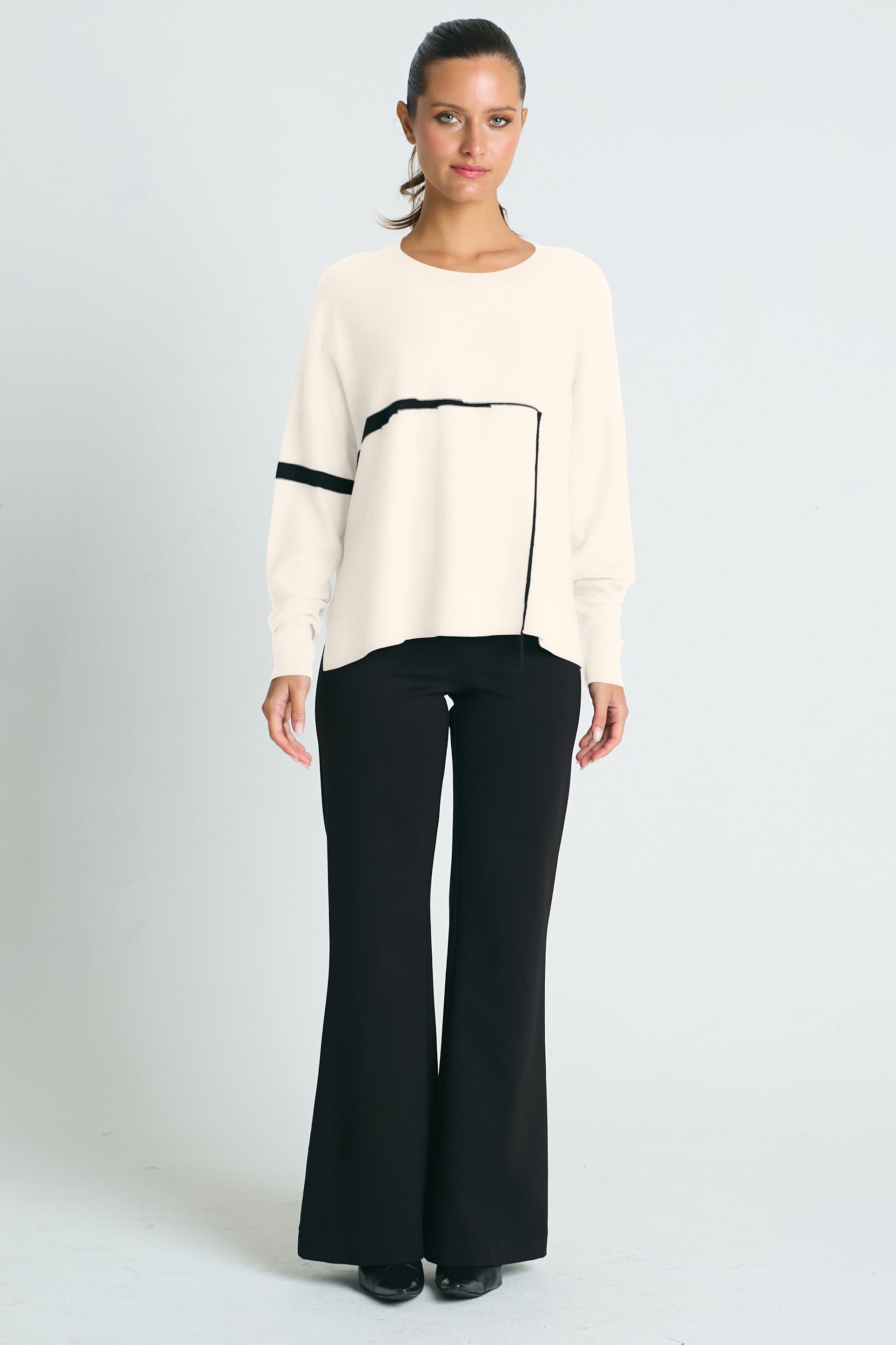 Pima Cotton Fine Line Crewneck Sweater