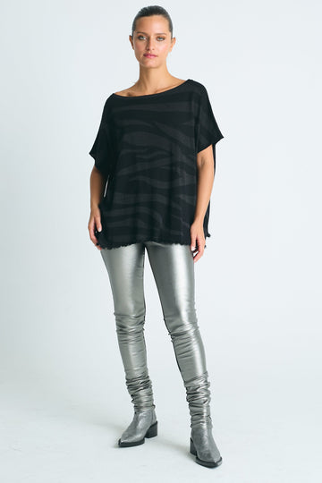 Pima Linen Zebra Boatneck Sweater