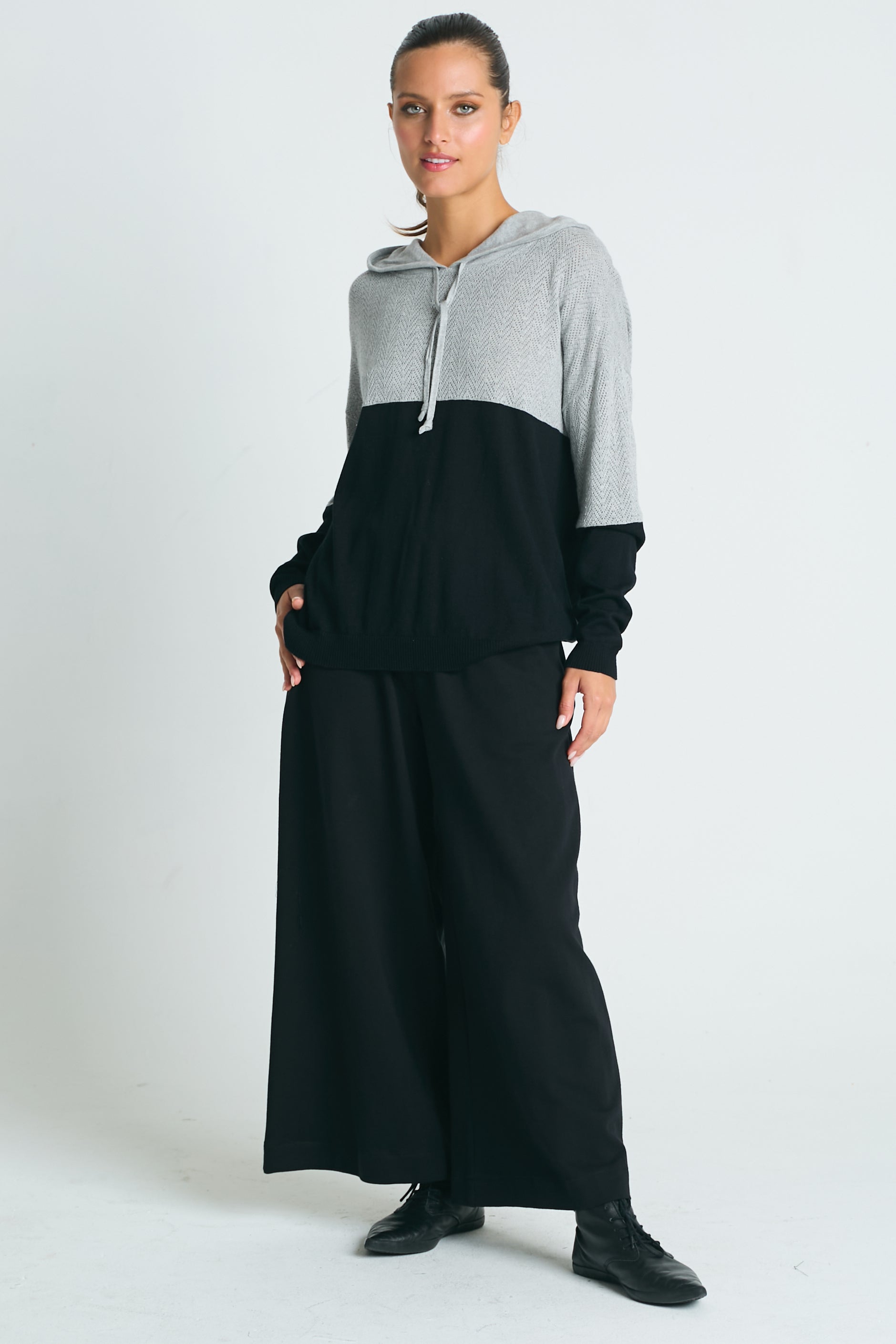Pima Cotton 2 Tone Pointelle Hoodie