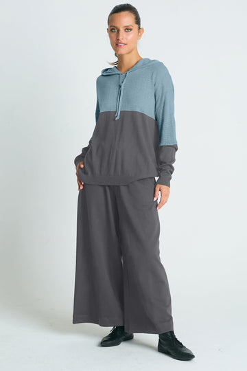 Pima Cotton 2 Tone Pointelle Hoodie