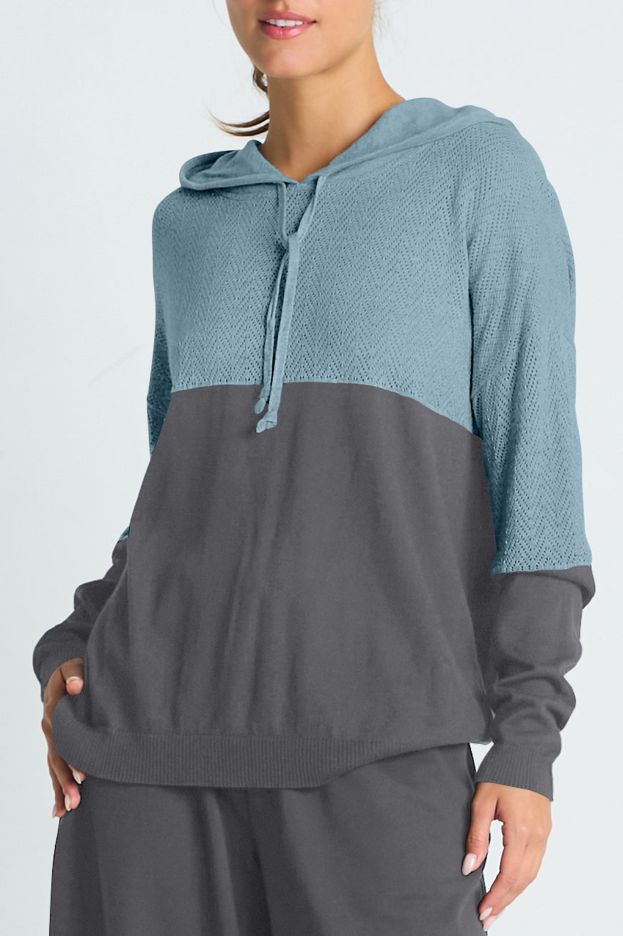 Pima Cotton 2 Tone Pointelle Hoodie