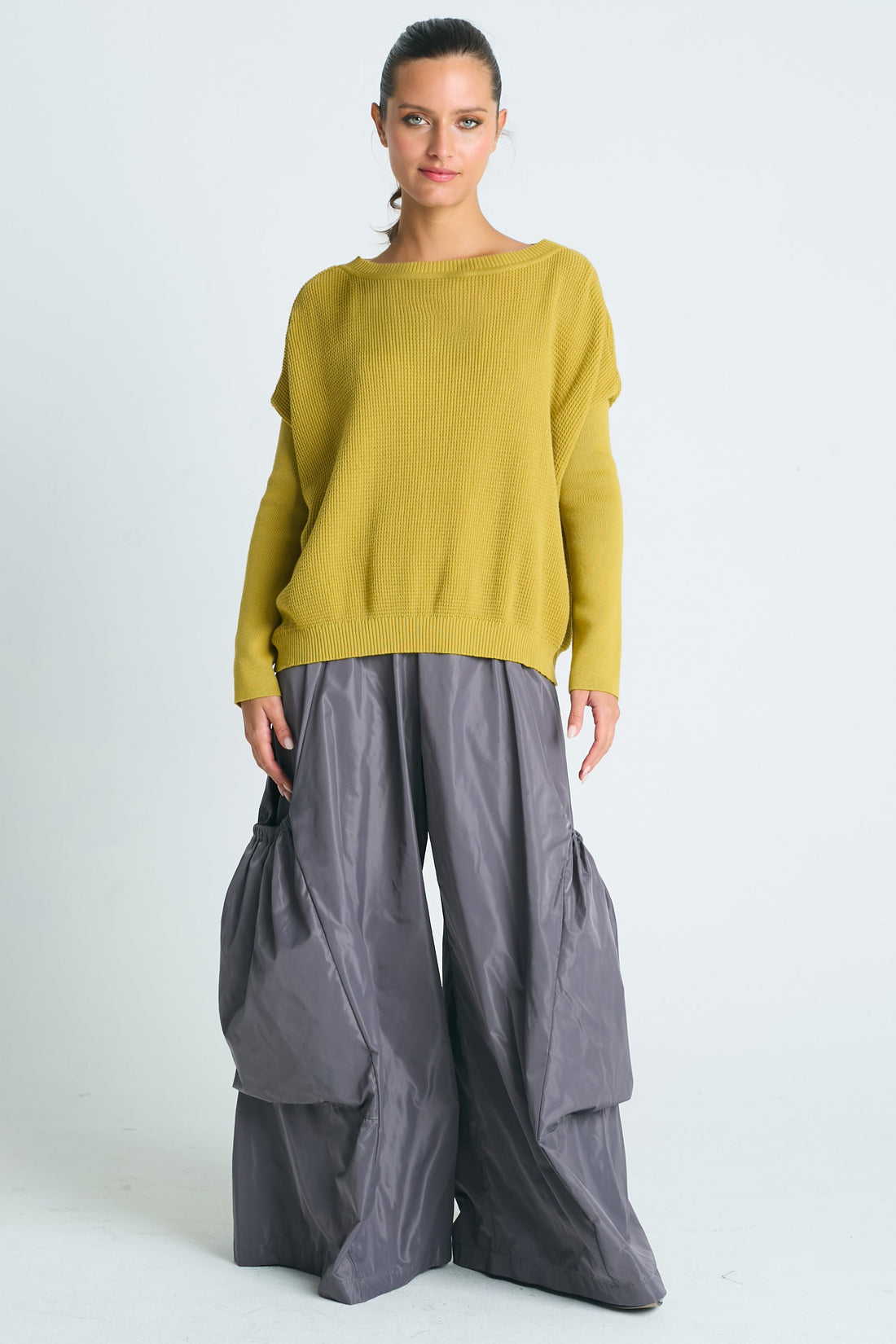Pima Cotton Waffle Basic Crewneck Sweater