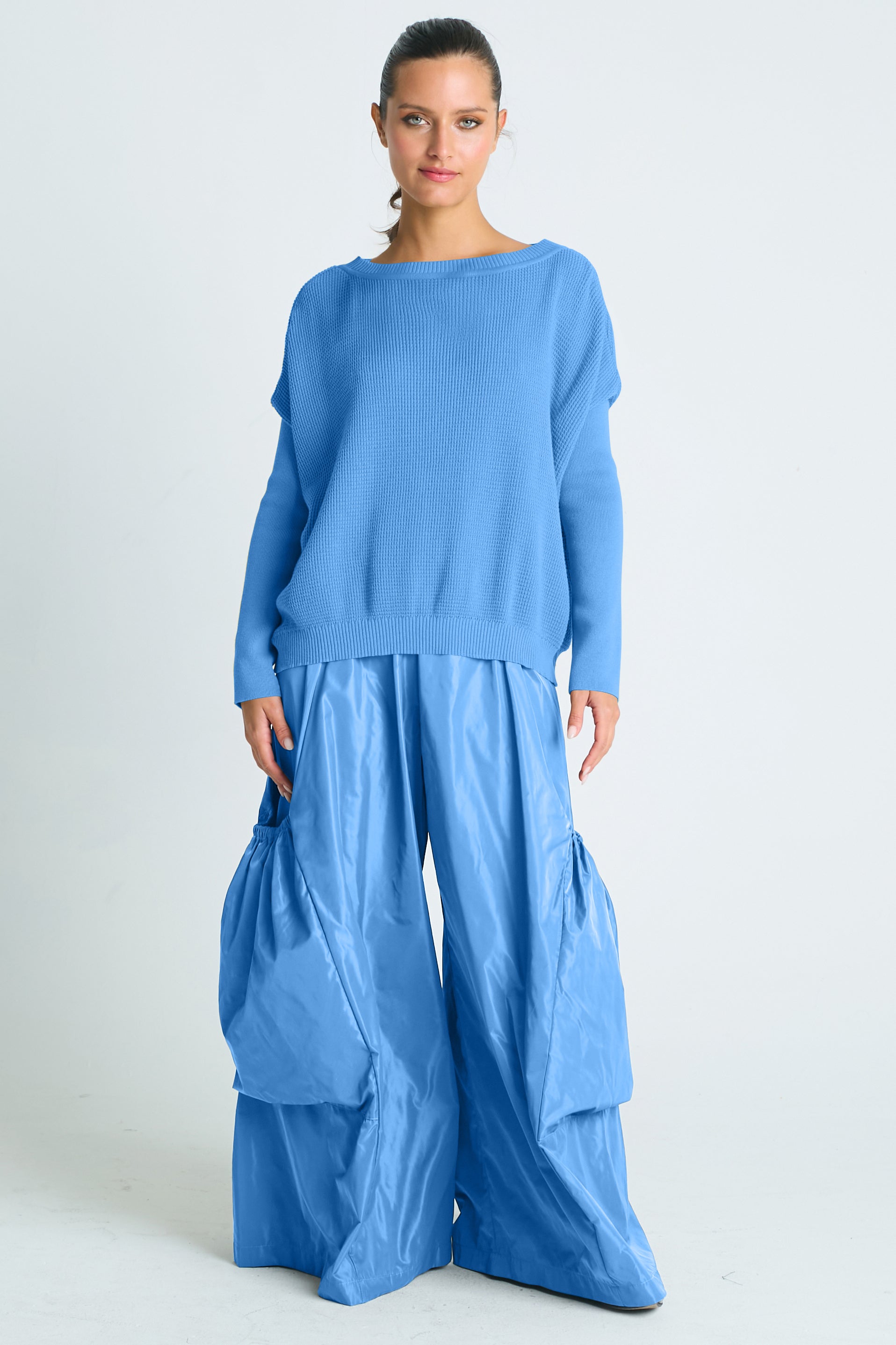 Pima Cotton Waffle Basic Crewneck Sweater