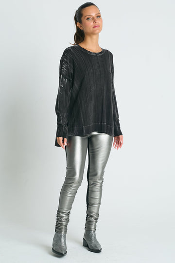 Pima Cotton Long Matrix Crewneck Sweater