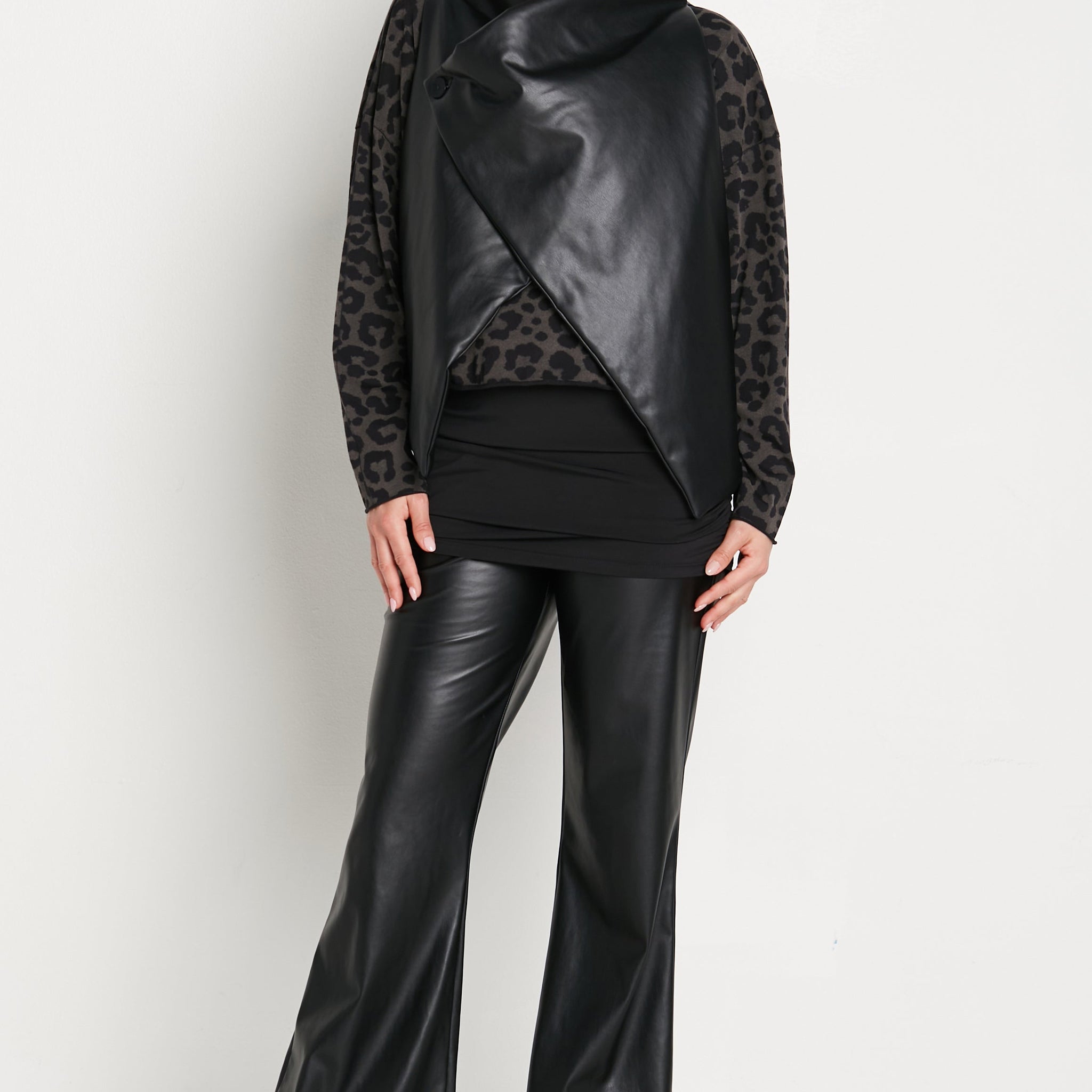 Vegan Leather Bell Bottom Pants