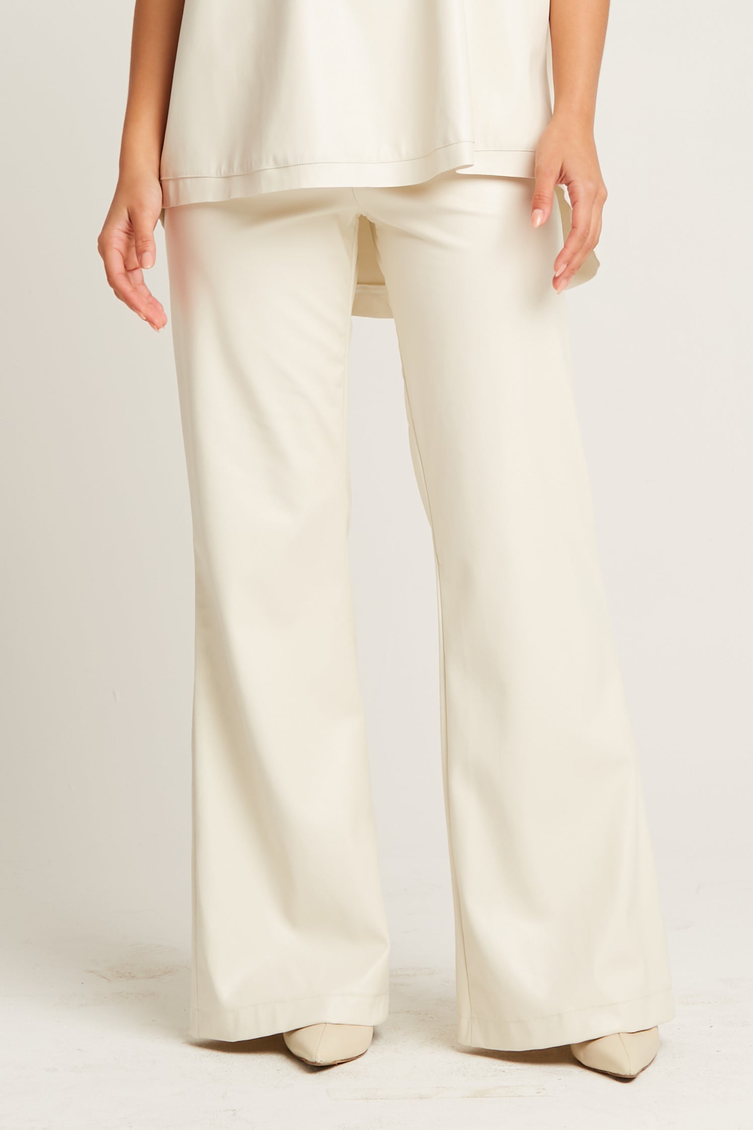 Vegan Leather Bell Bottom Pants
